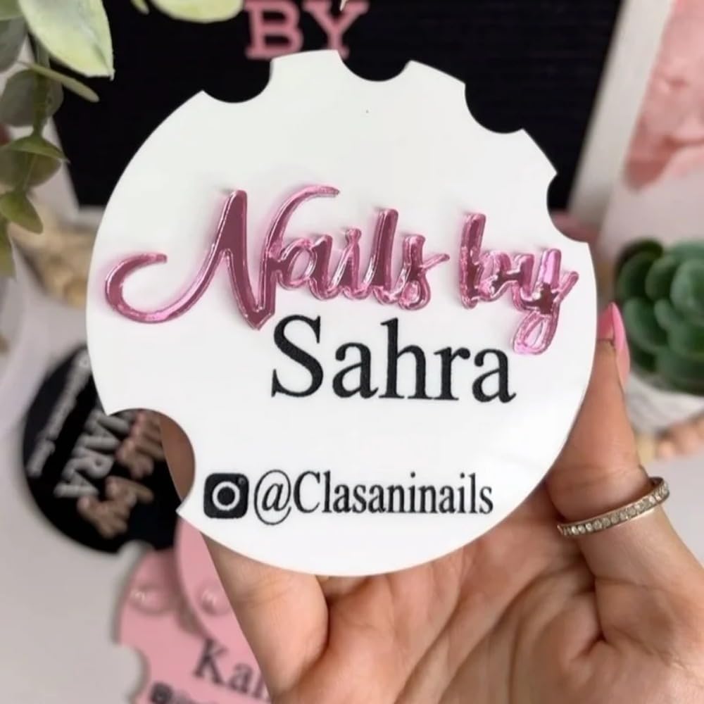 Custom Nail Logo,Personalized 3D Acrylic Nail Photo Prop,Nail Technician Gift,Prop for Nail Techs, Nail Selfie,Nail Photo Prop (white,10cm)