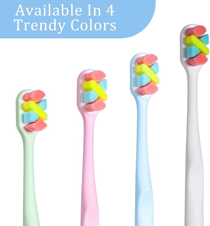 6 Pack Soft Bristle Toothbrush Multicolor Manual Toothbrushes for Sensitive Teeth Tapered with Brush Head Protector Saves Brushing Time for Family Pregnant Elderly