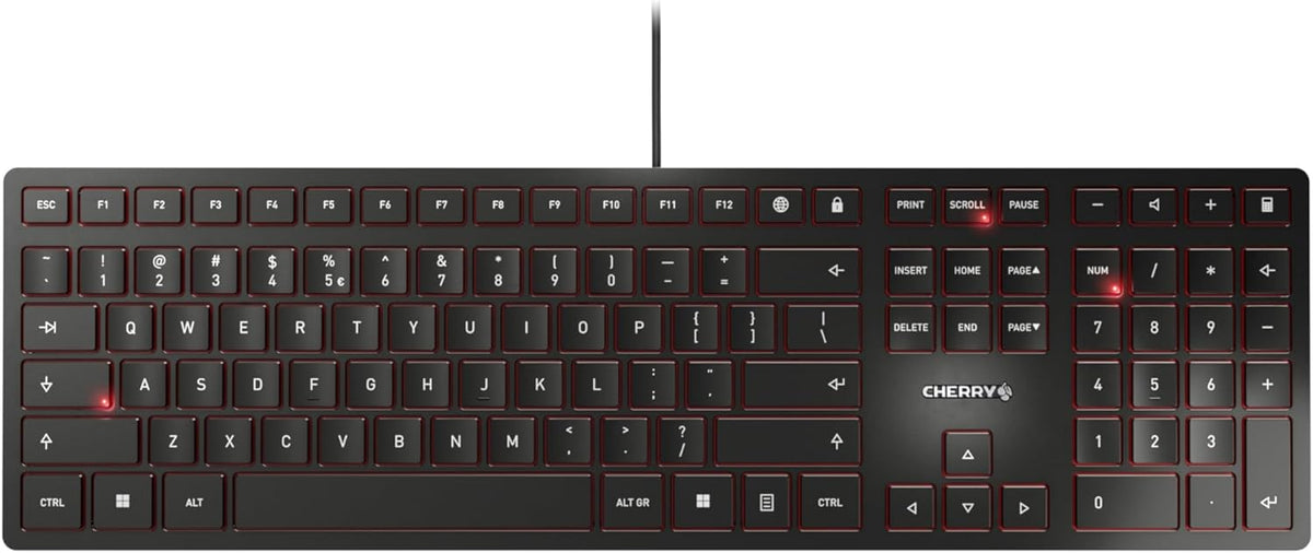 CHERRY KC 6000 Slim Wired USB Keyboard Ultra-Slim Design US Layout for Work or Home Office QWERTY Black
