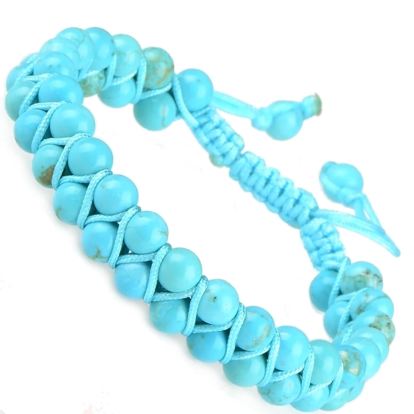 MASSIVE BEADS Natural Chakra Healing Power Crystals Macrame Bracelet Yoga Double Layer Stone Beads Gemstone Meditation Relax Anxiety Bangle for Unisex Women Men (Turquoise, 6mm)