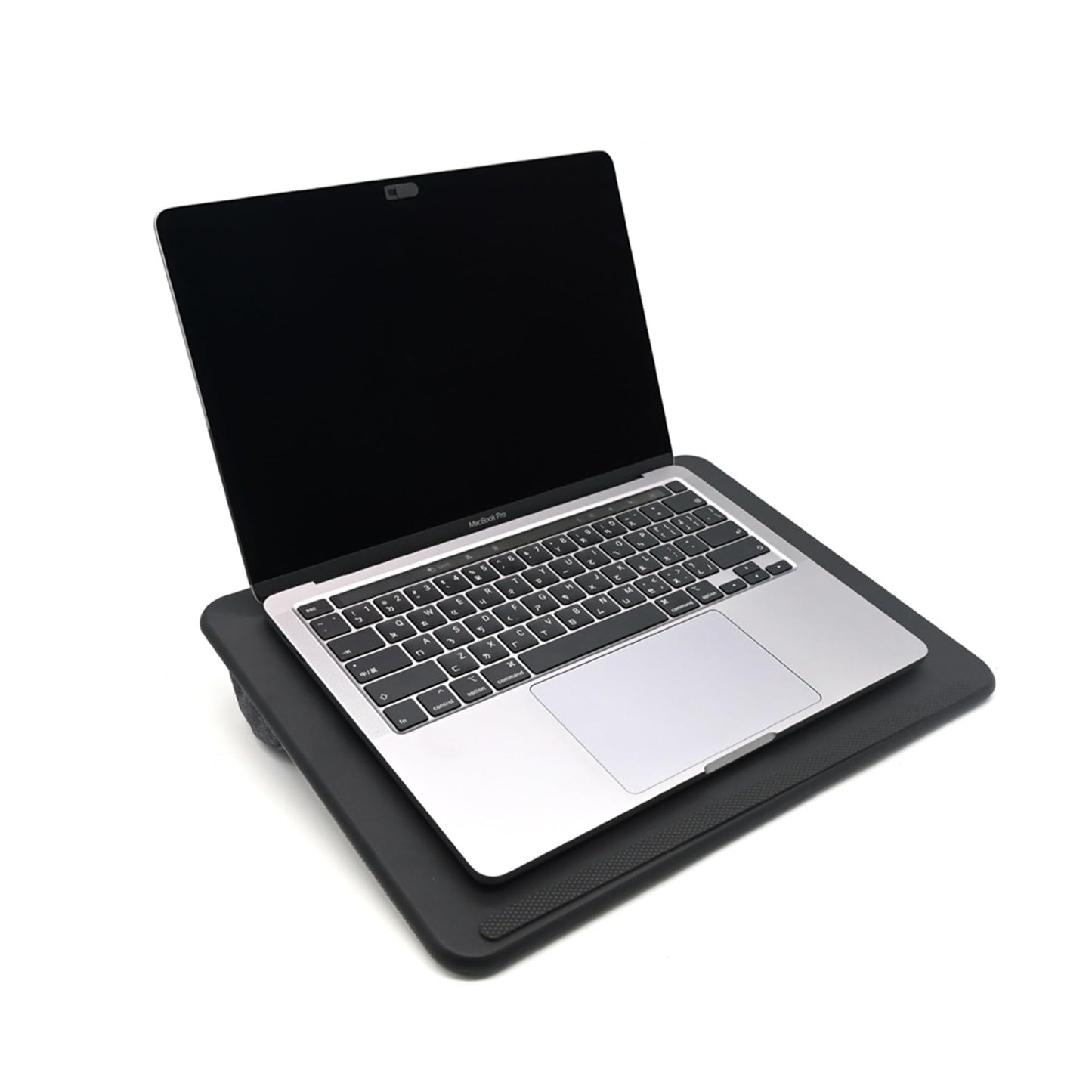ergomi Lap Desk with Soft Cushion and Wrist Rest – Portable Laptop Desk for Bed, Couch & Home Office, PU Surface Tray with Handle for 15.6 inch Laptop (Medium, Black)