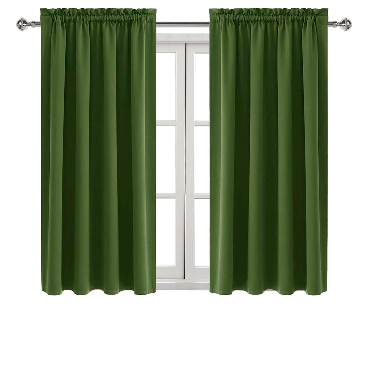 Blackout Curtains for Bedroom 38 x 54 Inch Long Olive Green 2 Panels (2 Count)