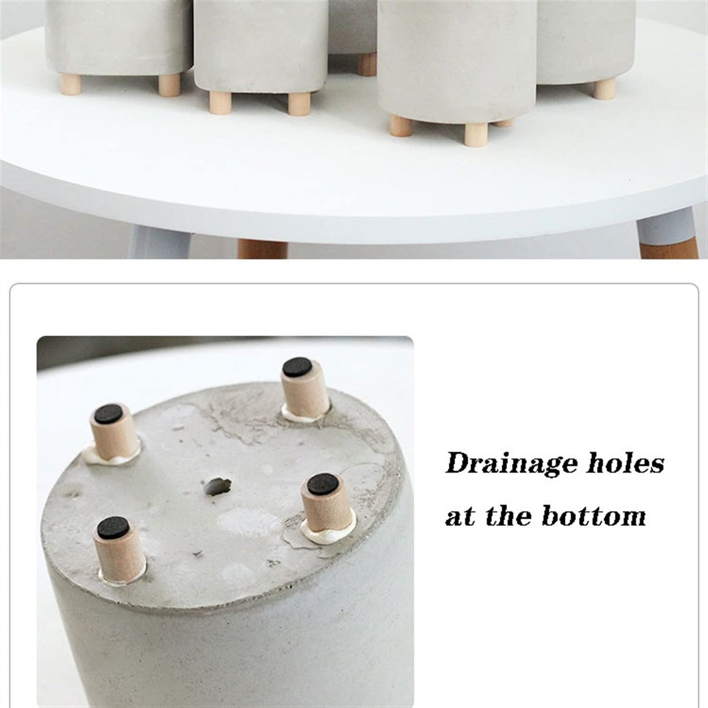 ENGENDER Flower Pot Simple Cement Flower Pot High-Footed Succulent Flower Pot Creative Desktop Green Plant Pot Small Potted Plant Planter (Color : Square)