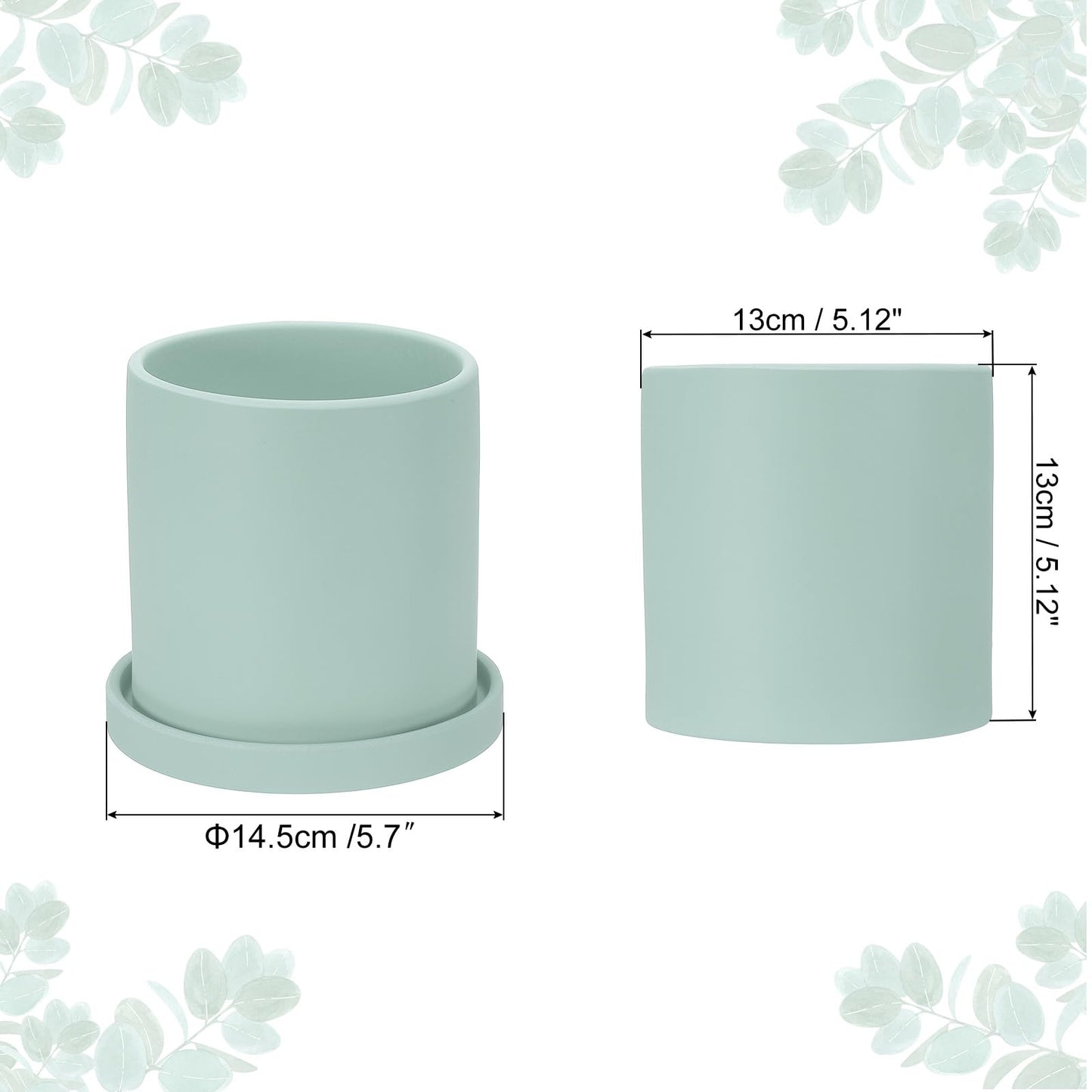 PATIKIL 5 Inch Ceramic Plant Pots, Modern Flower Planters with Drainage Holes and Tray for Decorate Home Indoor Plants Succulent Herb, Blue