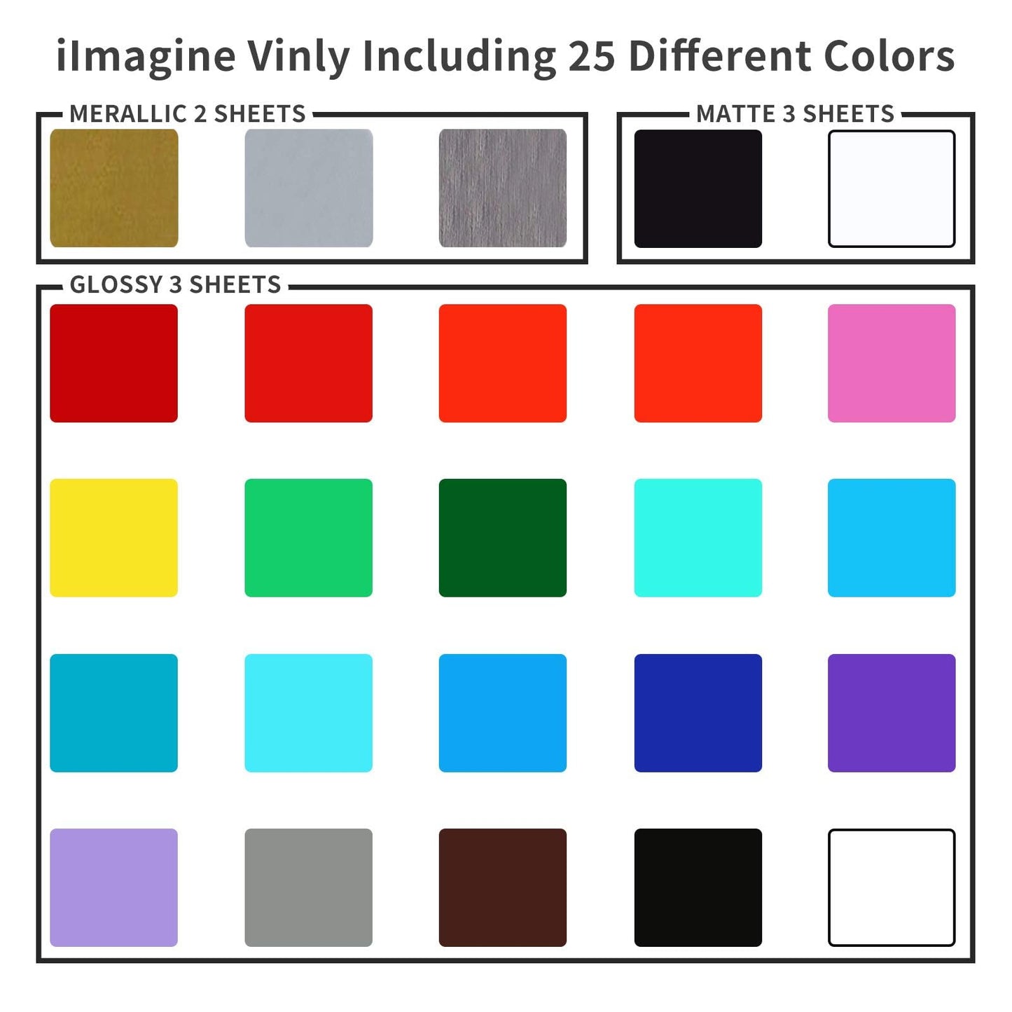 iImagine Vinyl Permanent Vinyl, 72 Pack Permanent Adhesive Vinyl Sheets (12”x 12”) for Silhouette Cameo and Any Craft Machine Cutters.