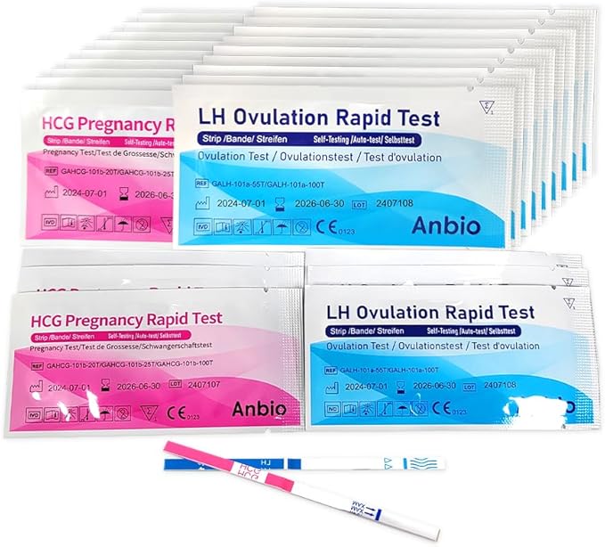 55 Ovulation Test Strips and 25 Pregnancy Test Strips 10mIU/mL Combo Kit for Women-with 70 Urine Cups (55 LH + 25 HCG)