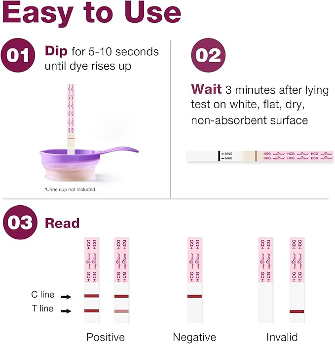 Easy@Home 60 Pregnancy Tests, FSA Eligible, 60 Hcg Test Strips Early Detection - Bulk Pregnancy Strips