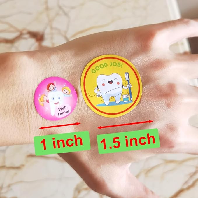 Airgoesin 1000pcs 1.5 inch Tooth Stickers Reward Cute Stickers Dental Reward Gift, Prizes and Giveaways for Teacher Reward School Supplies Incentives Cartoon Party Favor Sticker (16 Styles)