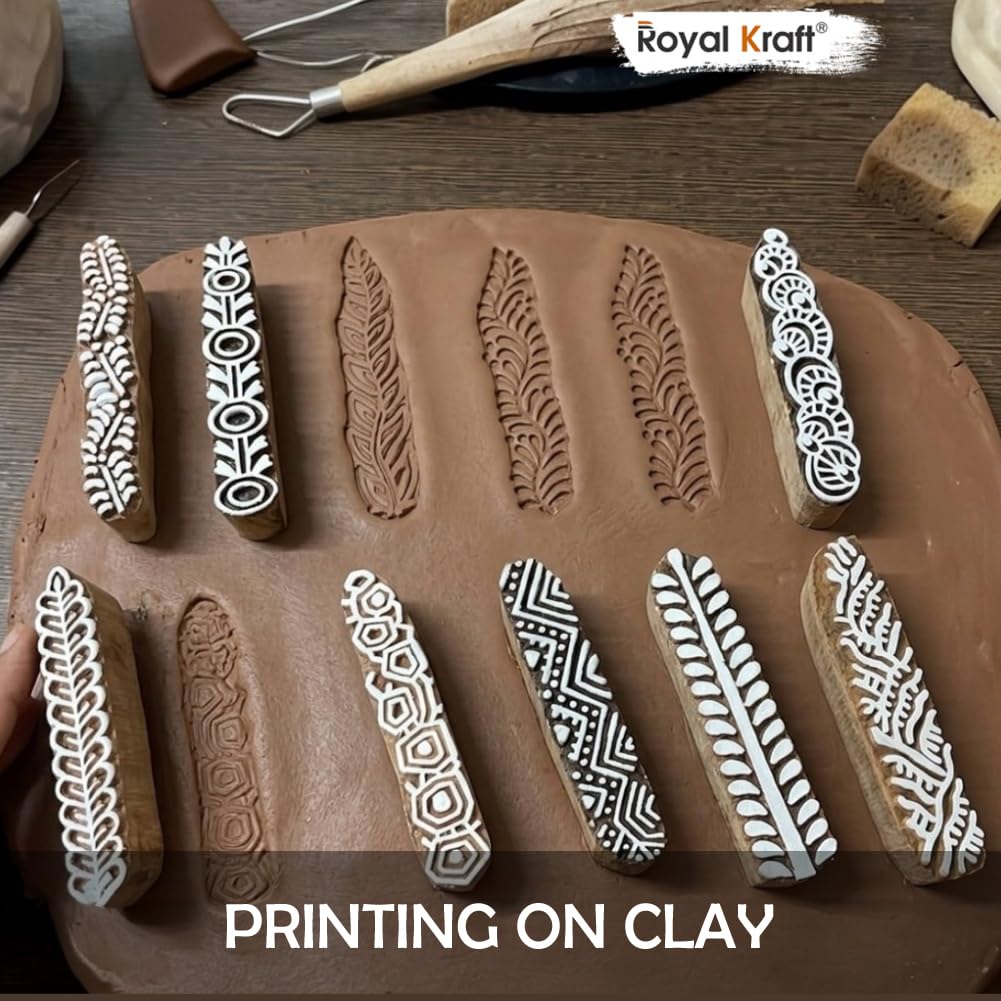 Mehndi Print Blocks Stylish Border Pattern Wooden Stamps (Set of 10) Htag2156