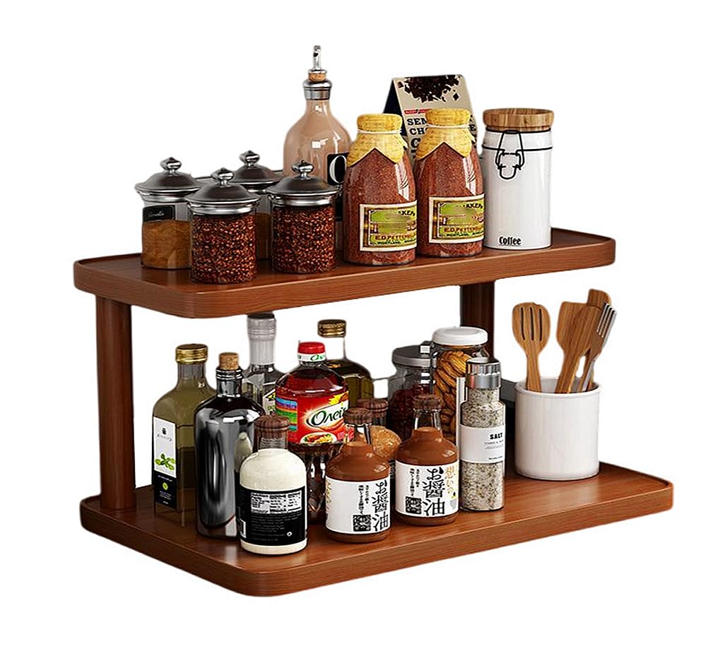 Dreamhousey Wood 2-Tier Wooden Spice Rack for Cabinet ，cup shelf organizer kitchen，Kitchen Counter Shelf for Tea Coffee Bar Accessories,Matcha Stand, Cup Display, Condiment Storage Rack