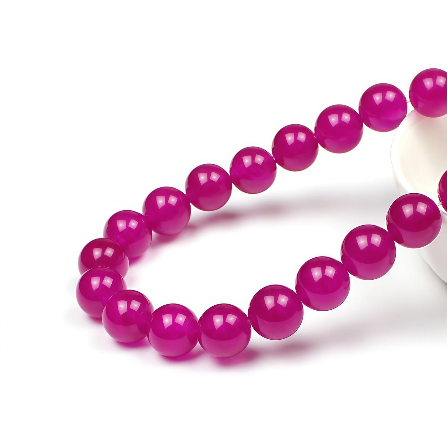 MJDCB Natural Rose Red Jade Round Loose Beads for Jewelry Making DIY Bracelet Necklac (10mm)