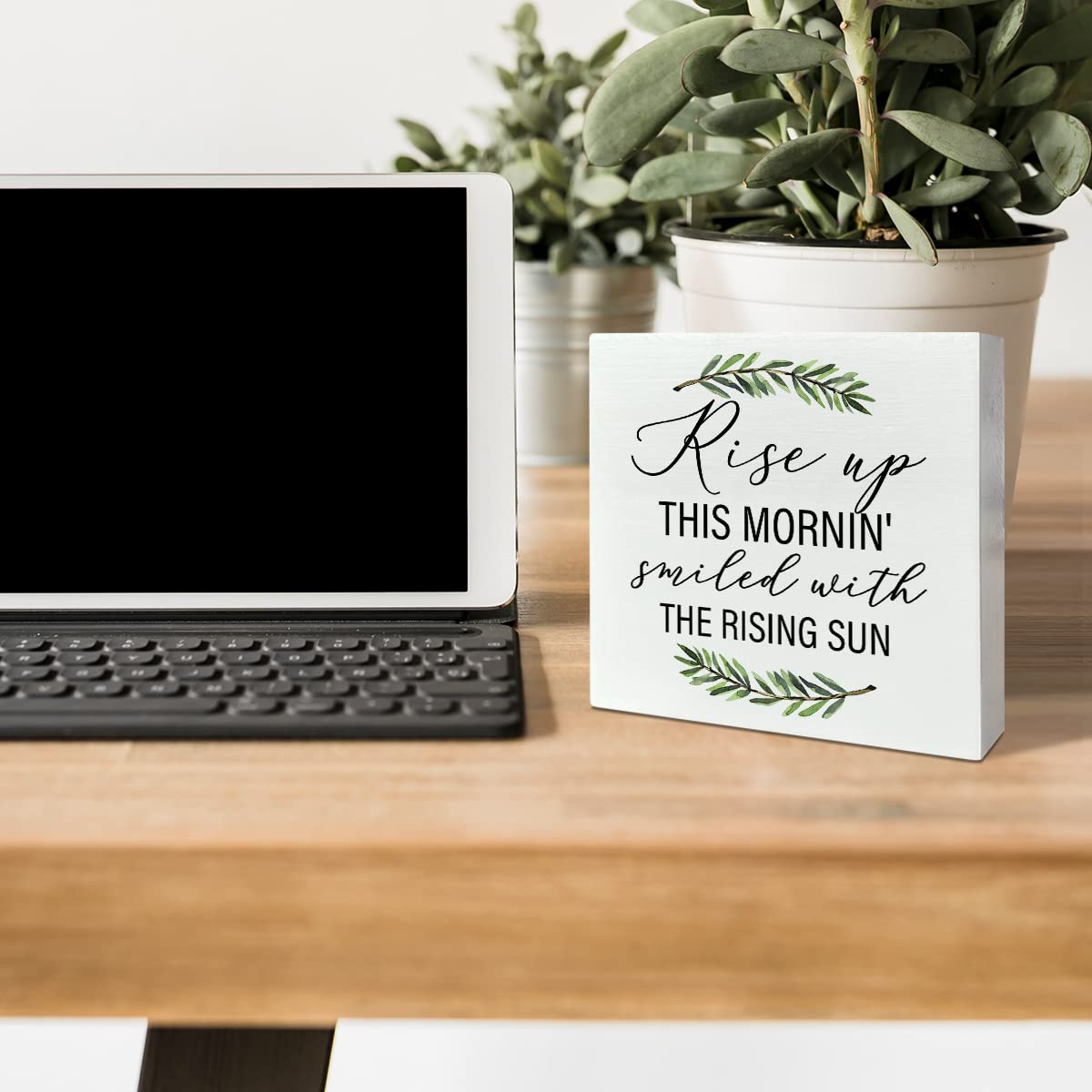 Wooden Box Sign Decor - Inspirational Quotes Desk Decor Motivational Decorations for Women, Men, Students, Office, Classroom, School