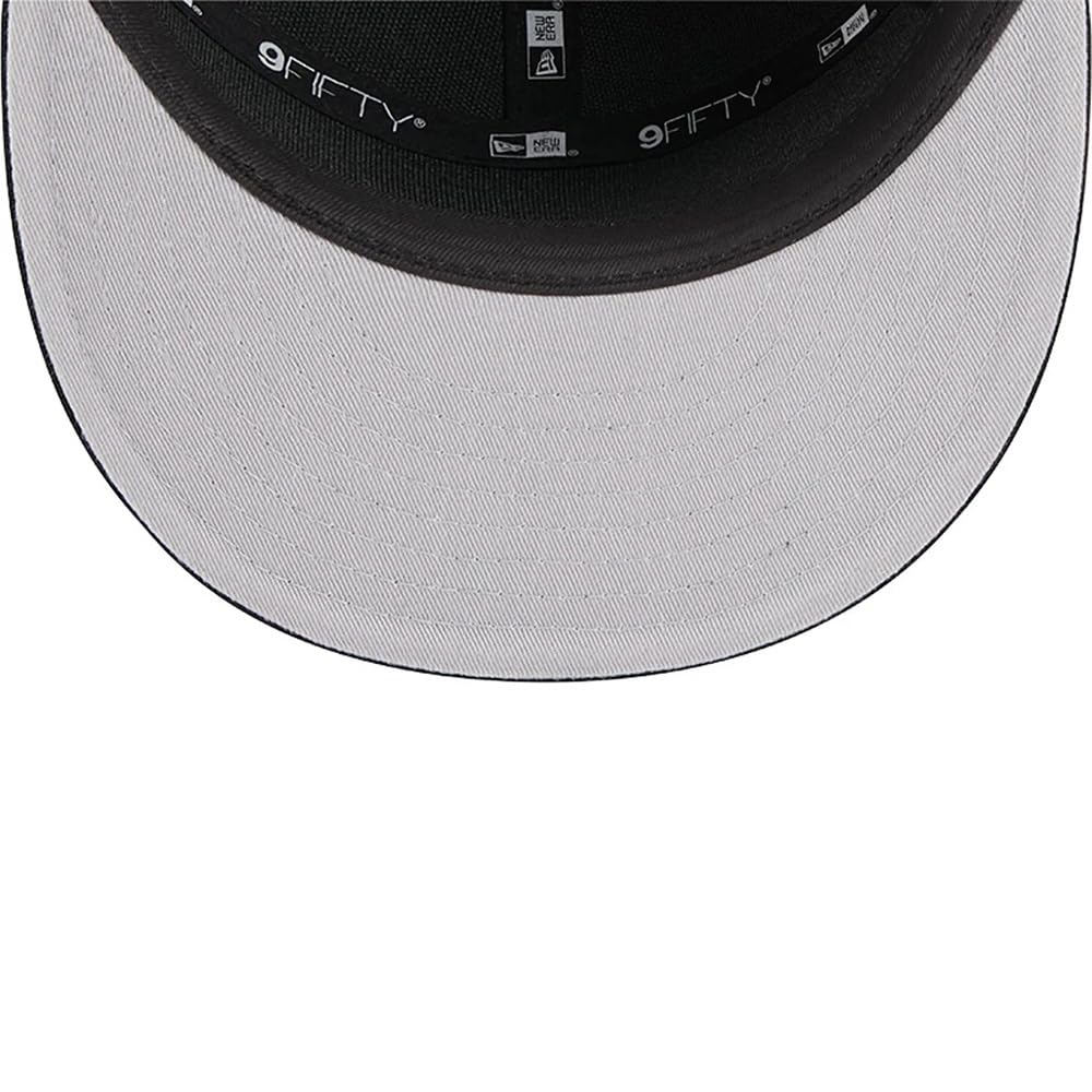 New Era 9FIFTY Black on Black Split Panel Cotton Canvas Snapback Cap, Hat (US, Alpha, One Size, Black Black, Philadelphia Phillies)