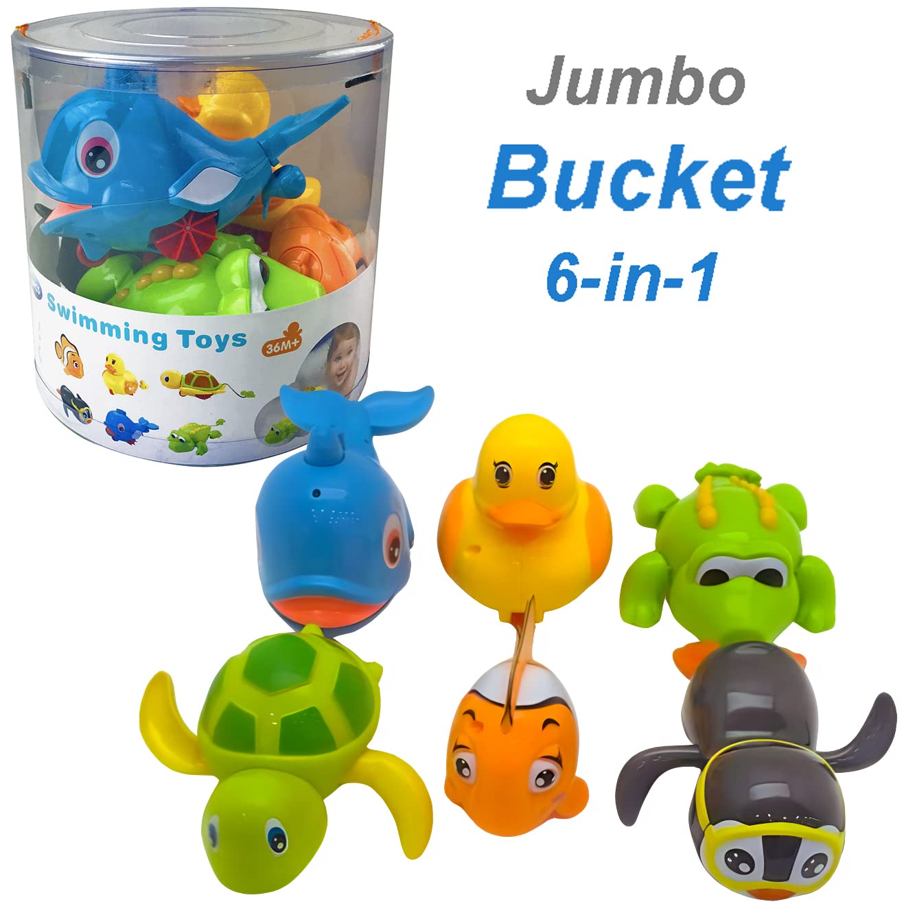 6 PCS Swimming Wind Up Bath Toys - Sea Animals in the Bathtub Windup Motorized Kids Water Bathtime Fun