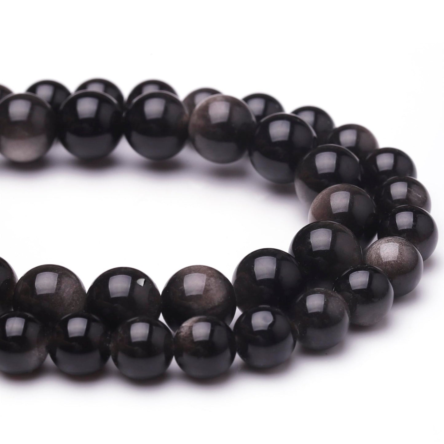 Chicager Natural Stone Beads for Jewelry Making,8mm Obsidian Polished Smooth Round Gemstone Beads for Bracelet Necklace 15 Inch