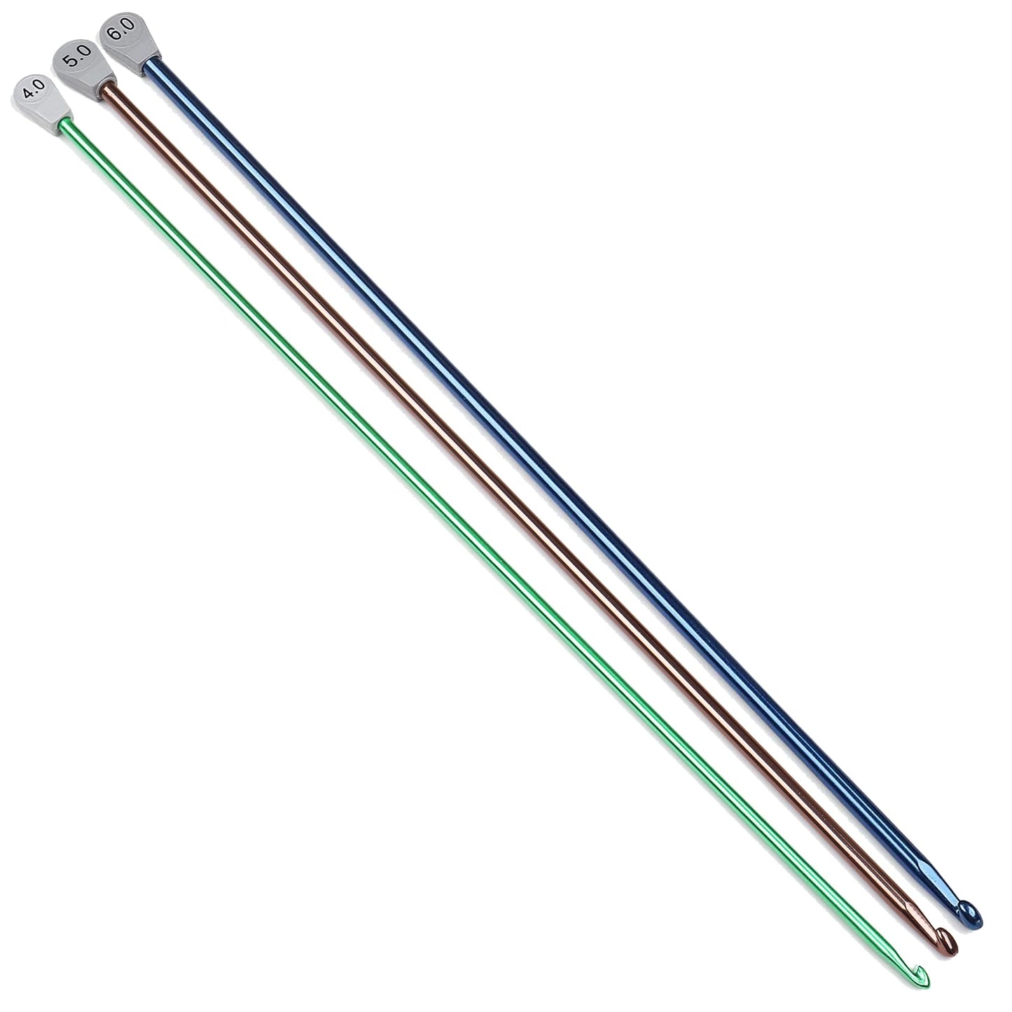 Aeelike 3pcs Extra Tunisian Long Crochet Hooks 4.0 mm (Size G), 5.0 mm (Size H) and 6.0 mm (Size J), Lightweight Aluminum Afghan 13.78 inches Long Crochet Needles for Crocheting Beginners