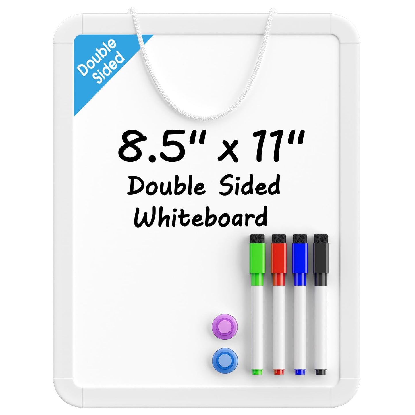 Bundle of 2 Sets- MaxGear 8.5"x11" Dry Erase Board for Wall, Desk, Fridge & 10" x 10" Double-Sided Aluminium Frame Whiteboard with Stand