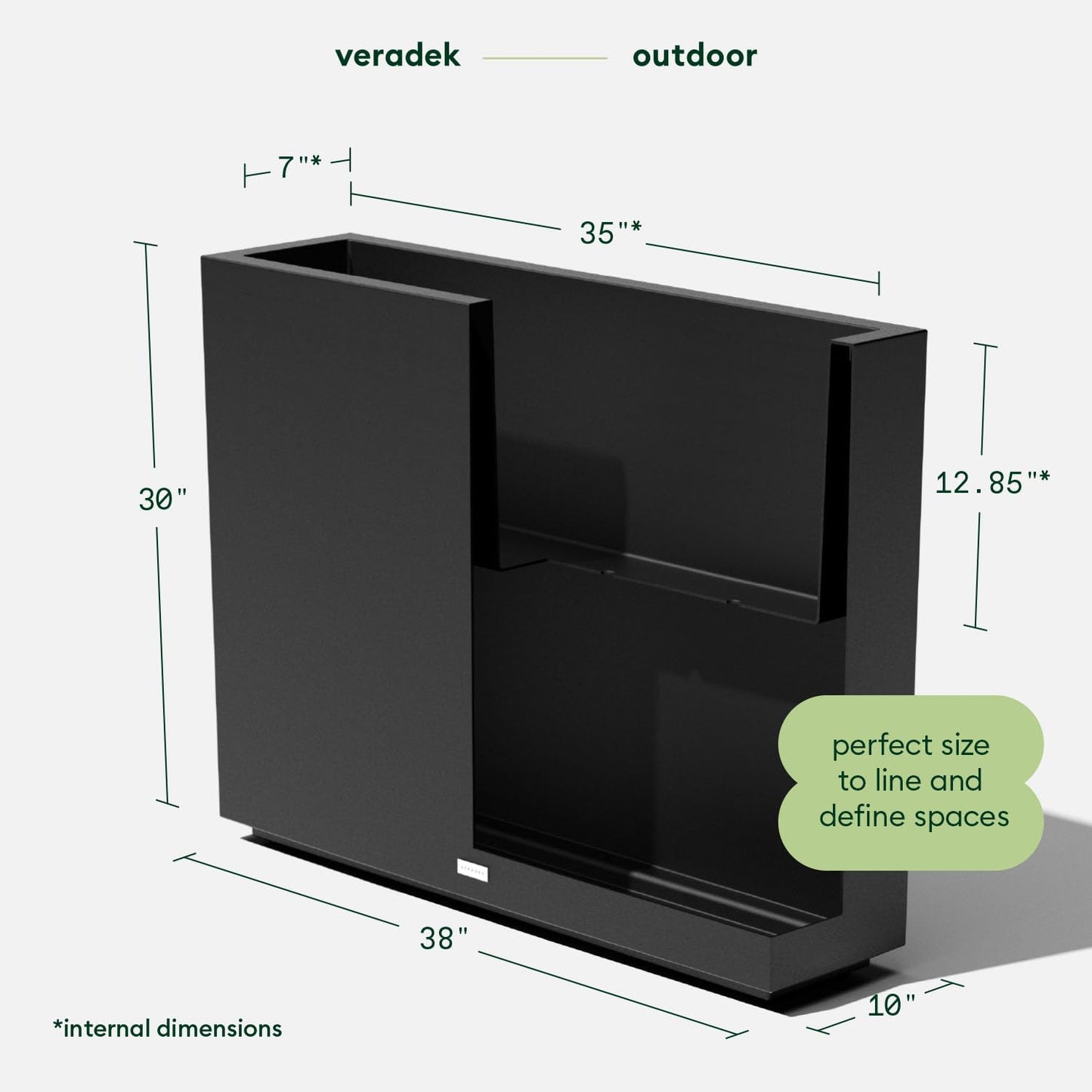 Veradek Block Series Span Plastic Planter - Tall Rectangular Planter for Indoor or Outdoor Patio/Porch | Durable All-Weather with Removable Insert Bucket | Modern Design for Plants, Flowers(2 Pack)