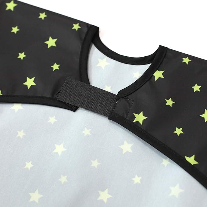 Short Sleeve Waterproof Bib for Toddlers – Easy Clean Feeding Apron for Mealtime, Daycare, Self-Feeding, Lightweight