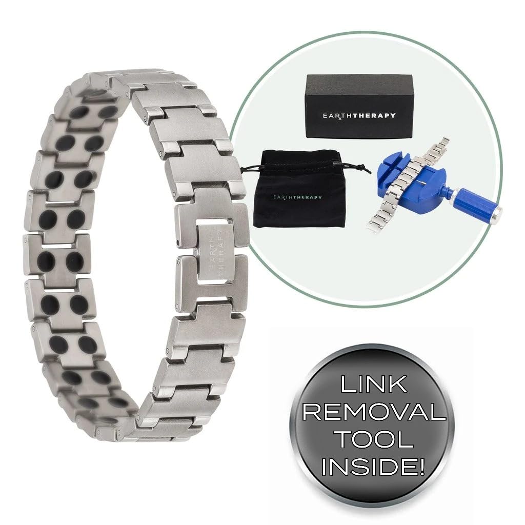 Earth Therapy Pure Titanium Magnetic Bracelet, Elegant Jewelry with 48 Magnets, 3.8 Oz