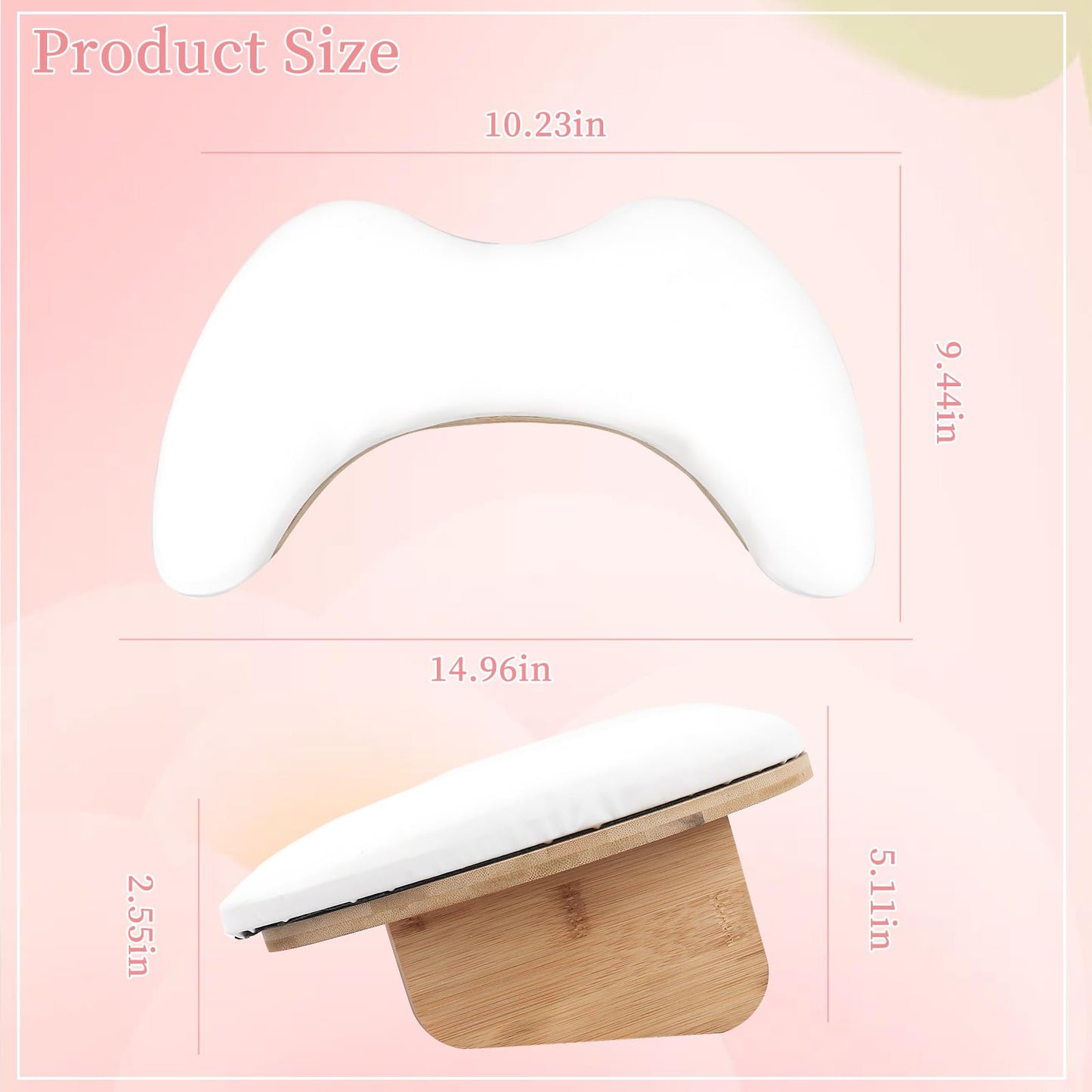 ANGNYA U-shaped Arm Rest for Nails Tech, Nail Arm Rest with Detachable Brackets Microfiber PU Leather Manicure Hand Rest Pillow for Nail Tech Must Haves Manicure Tools (White)