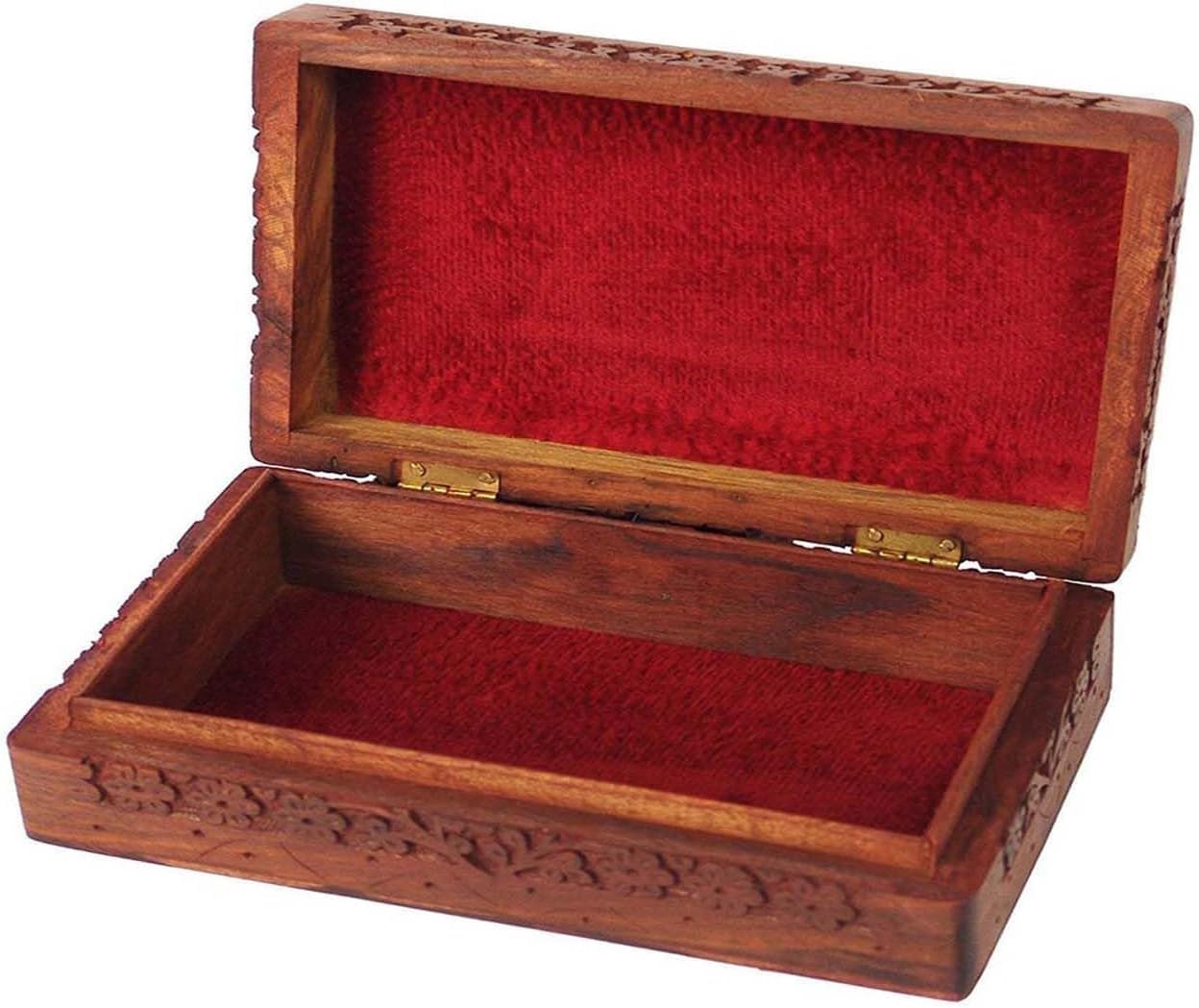 Serenz, Hand Carved Wooden Jewelry Box – Decorative Storage Box for Jewellery, Trinkets, Rings, Earrings, Keepsakes & Gift Items – Multipurpose Wooden Organizer