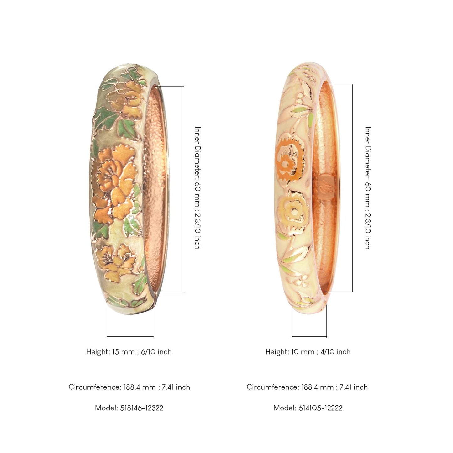 UJOY Cloisonne Bangles Gorgeous National Enameled Plated Handcrafted Jewelry Bracelets Gifts with Box 55C48-55A106 Yellow