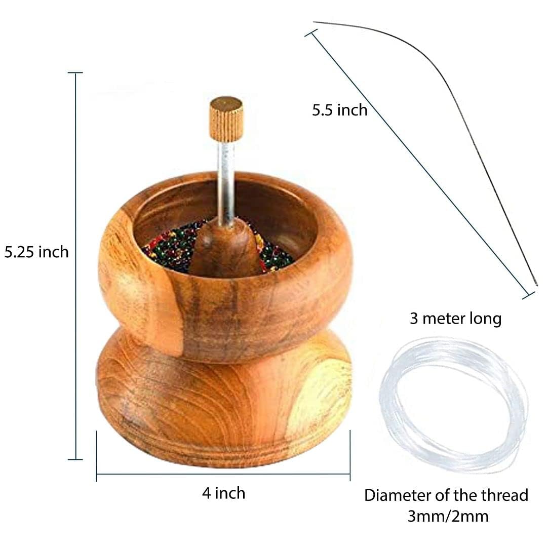 Shop LC Seed Bead Spinner for Bracelet Making Kit - Clay Beads Spinner with Big Eye Beading Needle and 3 Meter Long Thread Wooden Crafting Valentines Day Gifts for Womens - Teak Wood