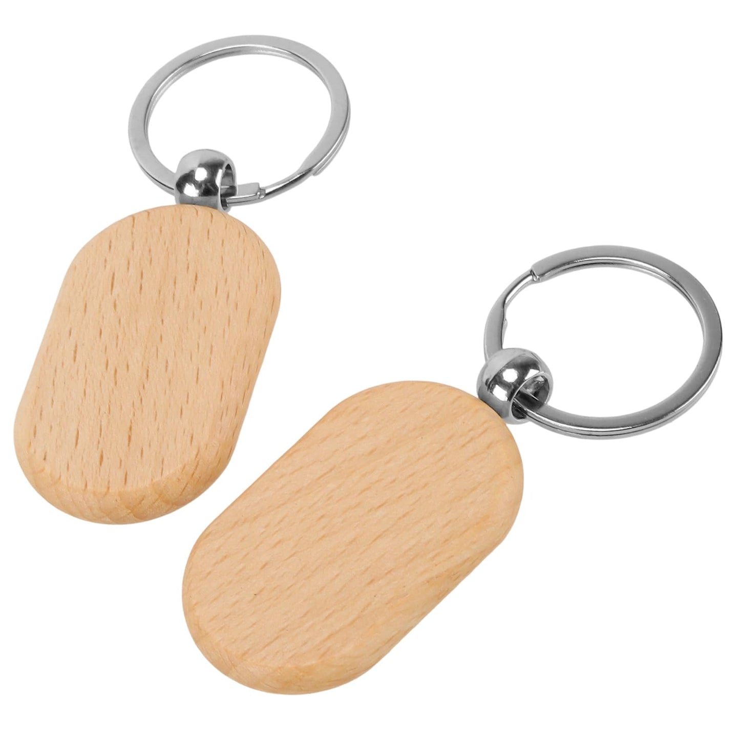 SEHOI 100 Pieces Unfinished Wooden Keychain Blanks,Wood Key Rings Bulk for Laser Engraving and DIY Craft Gift Making,Rectangular