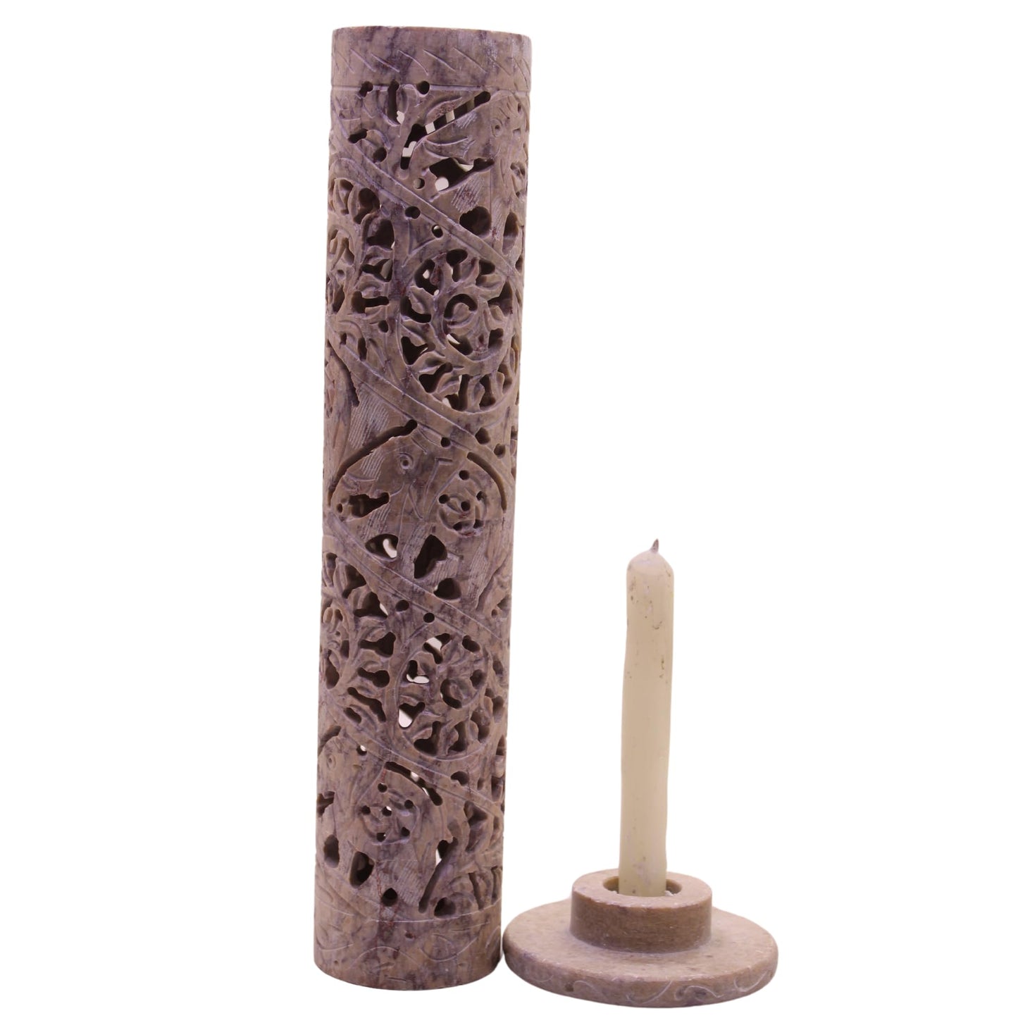 Carry Me Marble Soapstone Incense Stick Holder | Candle Burner | Tea Light Holder - Perfect Handmade Elephant Carving for Gifting. Decorative Home and Office Decor.(3 x 3 x 10.5 Inches)