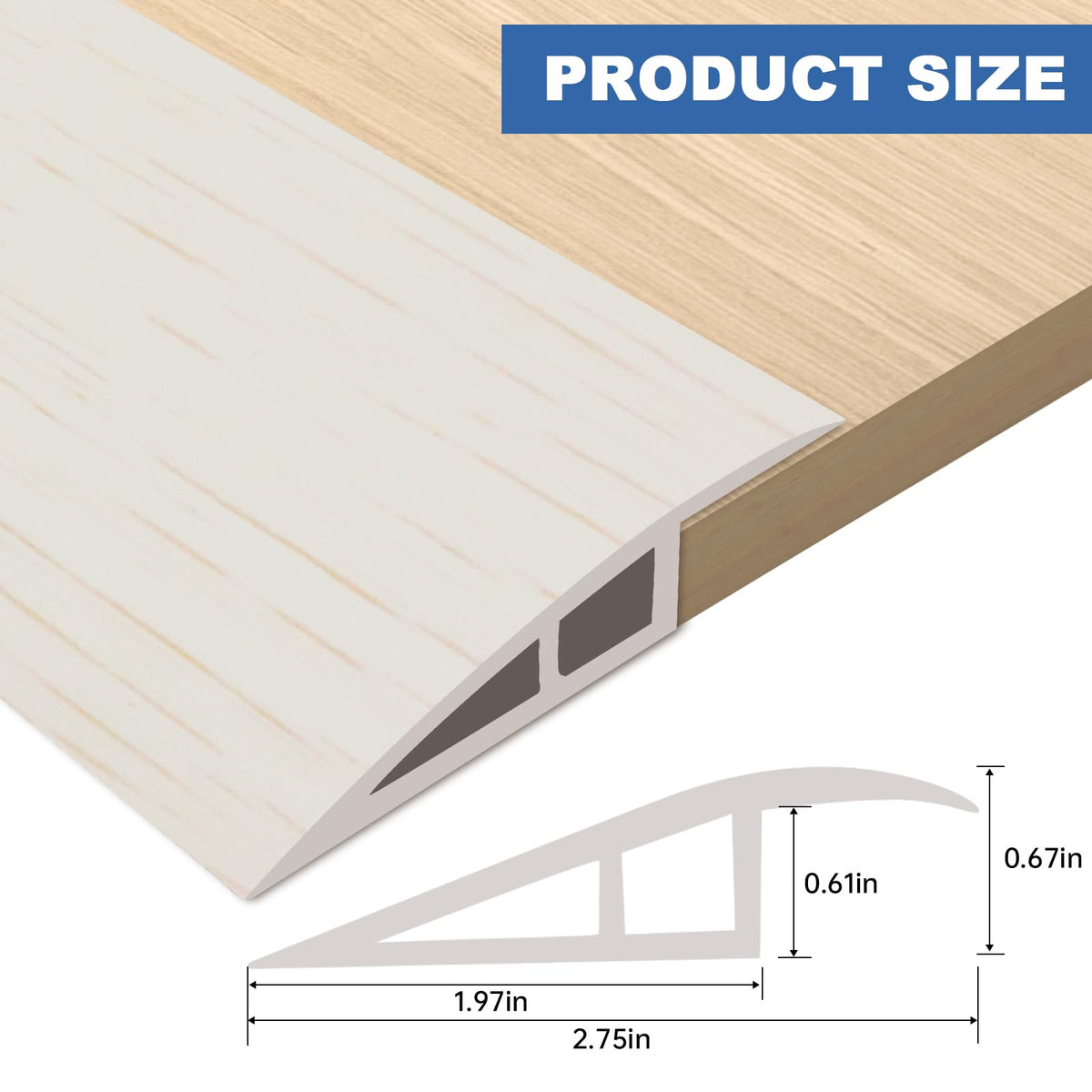 Vinyl Floor Transition Strip Self Adhesive Door Threshold Strip (6.6 Foot)