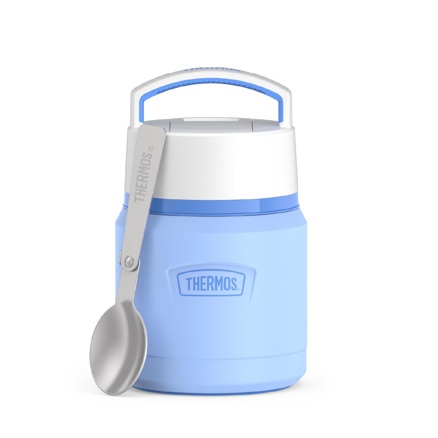 THERMOS ICON Stainless Steel Food Jar with Spoon, 12 Ounce, Light Blue