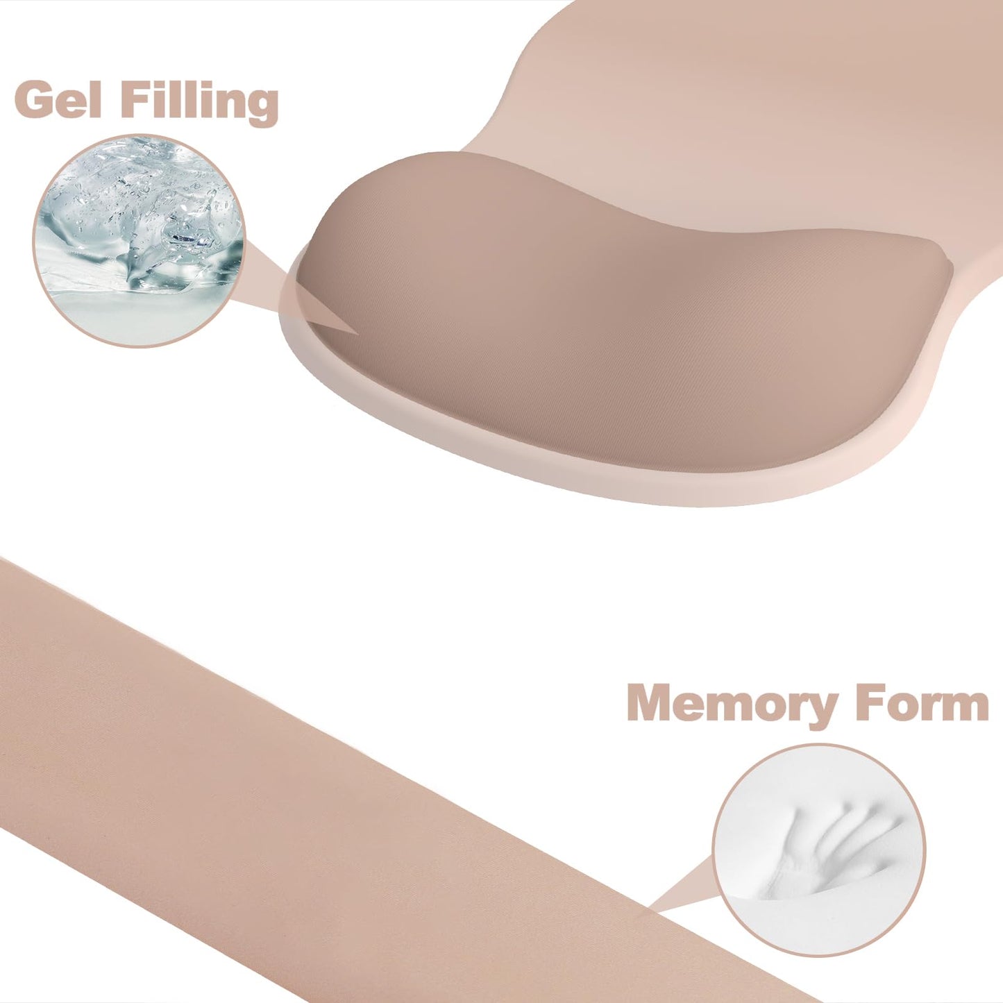 Ergonomic Mouse Pad with Wrist Rest and Keyboard Wrist Rest, Gel Mousepad and Wrist Rest for Computer Keyboard, Pain Relief, Non-Slip PU Base, Mouse Pad with Wrist Support for Gaming, Office, Brown
