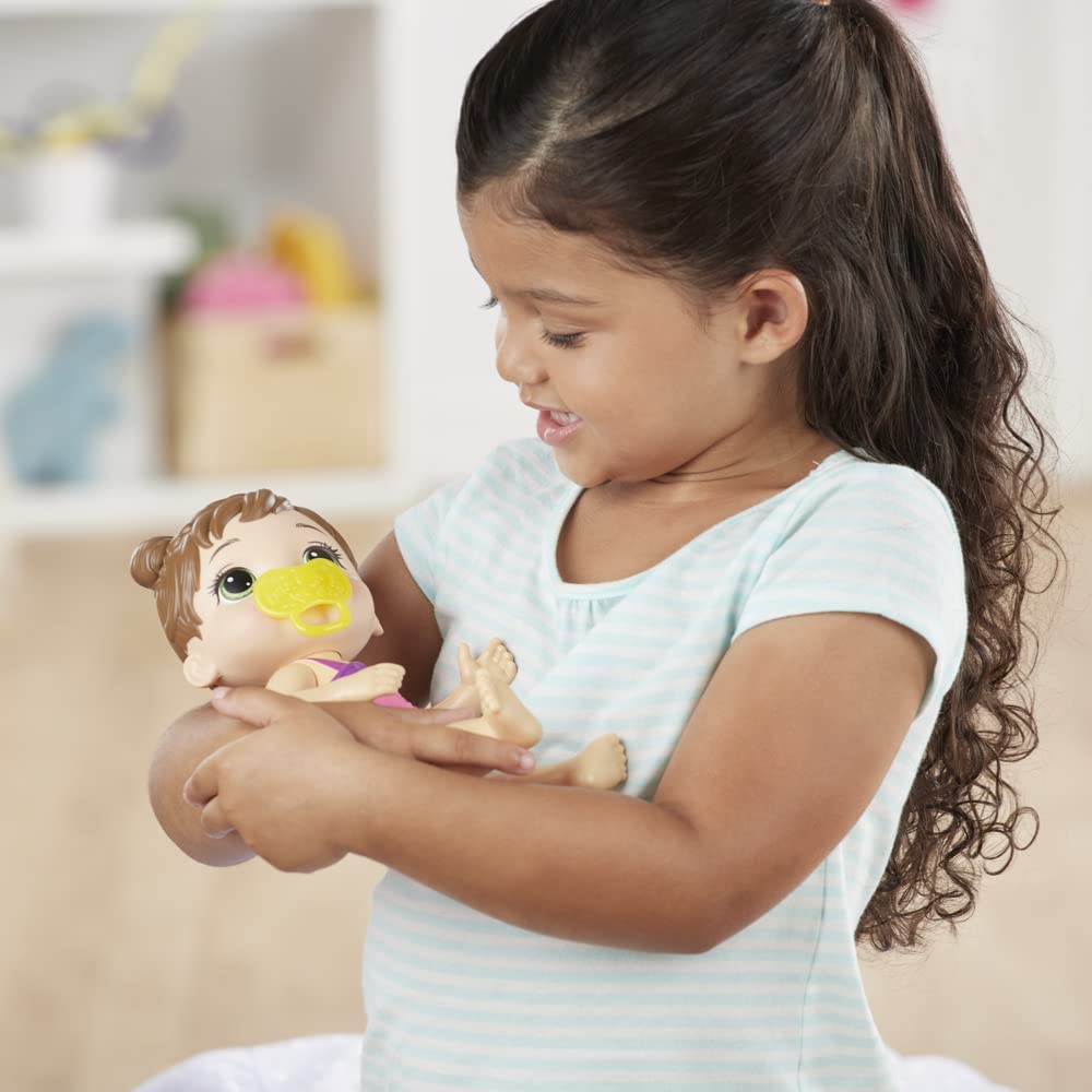 Baby Alive Splash'n Snuggle Baby Brown Hair Doll for Water Play, with Accessories