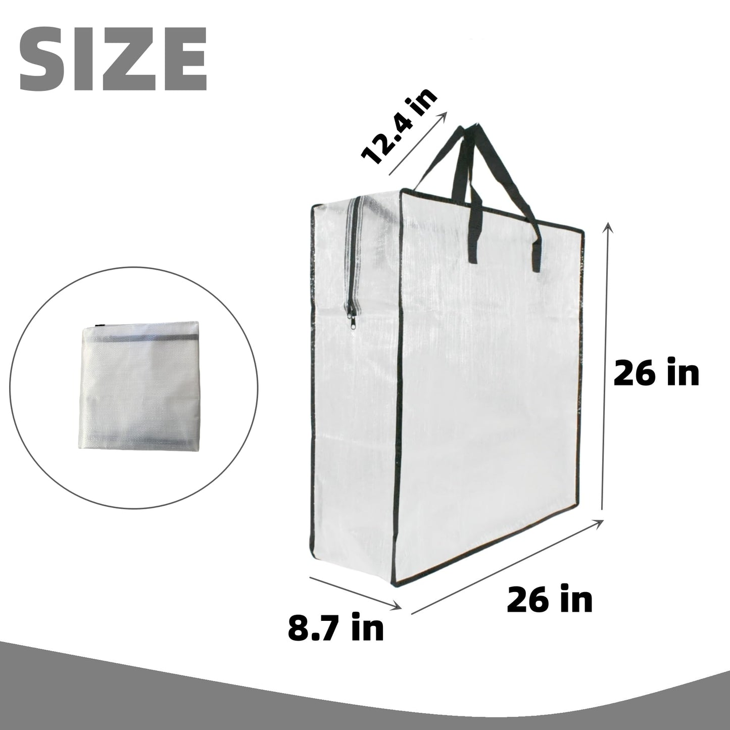2 Pack Clear Storage Bags with Zipper and Handles – Blanket Bags for Closet Storage, Moving & College Packing – Underbed Organizer for Clothes, Pillows, Bedding, Christmas Wreaths
