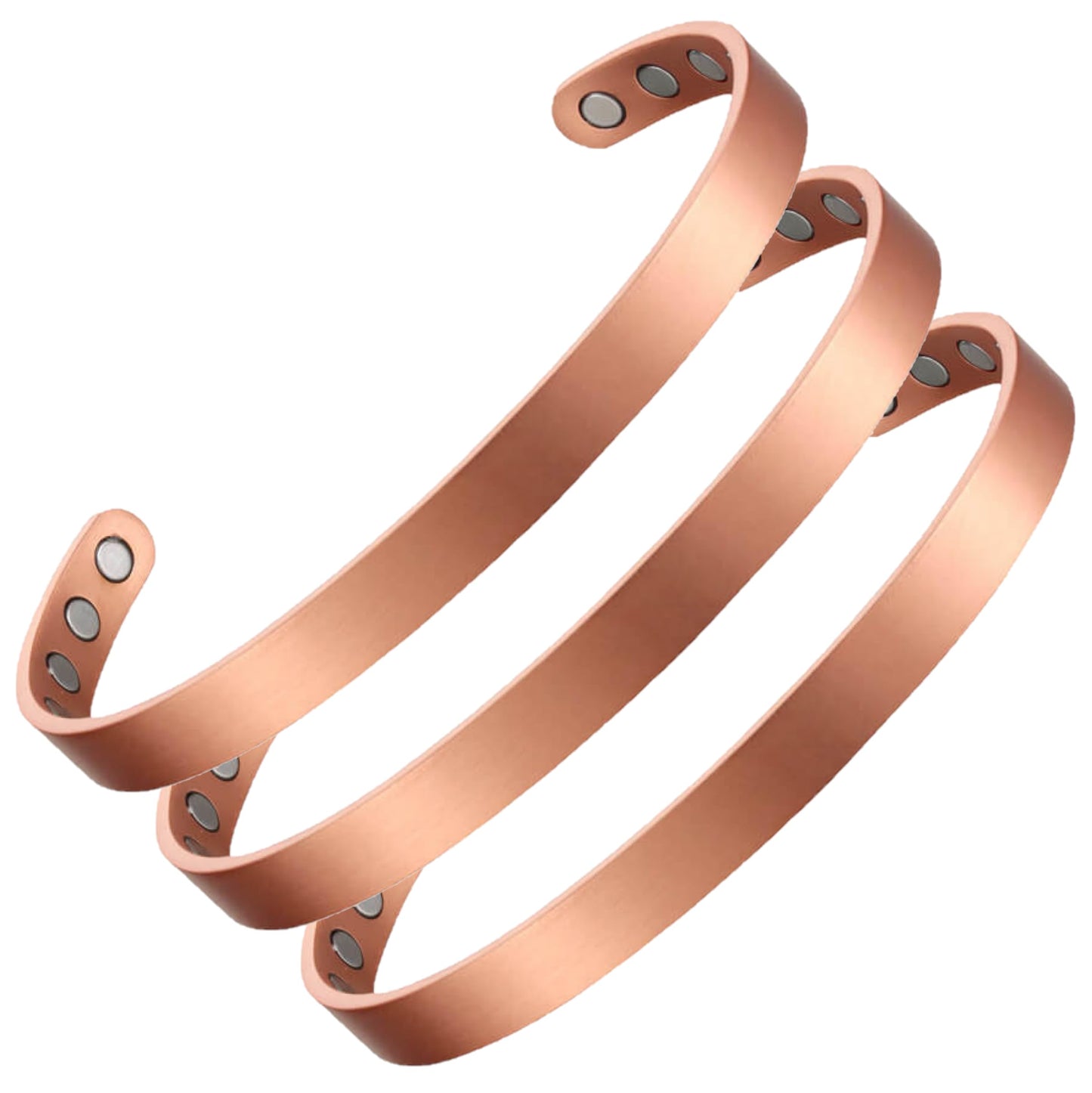Earth Therapy - The Original 100% Pure Copper Minimalist Bracelet with Ultra Strength Magnets - 3 Cuff Value Set - Unisex - Adjustable