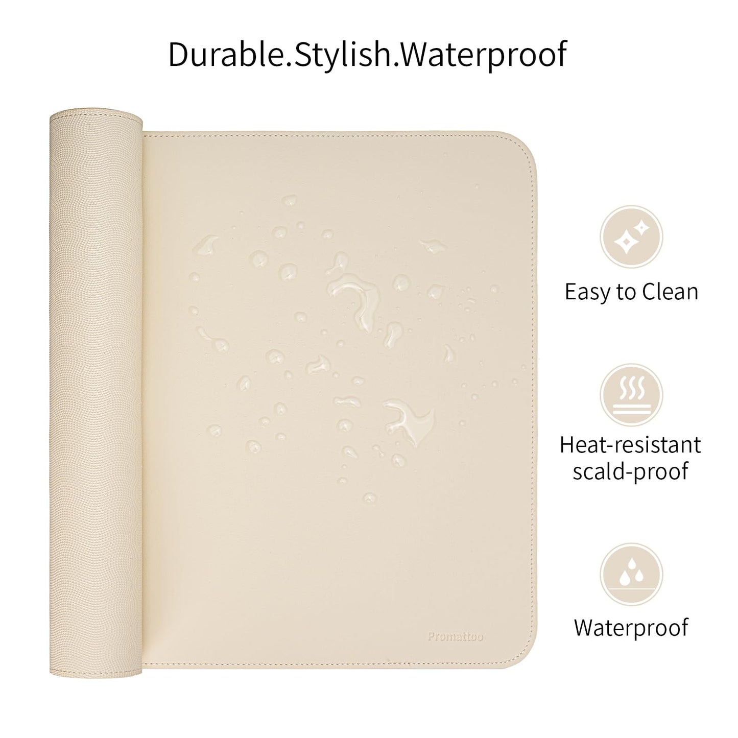 PROMATTOO Oversized Non-Slip Desk Pad Protector with Premium Gift Box – Vegan Leather Waterproof Laptop Mat for Keyboard & Mouse, Grips Desk Firmly – Large Office Pad– Creamy White