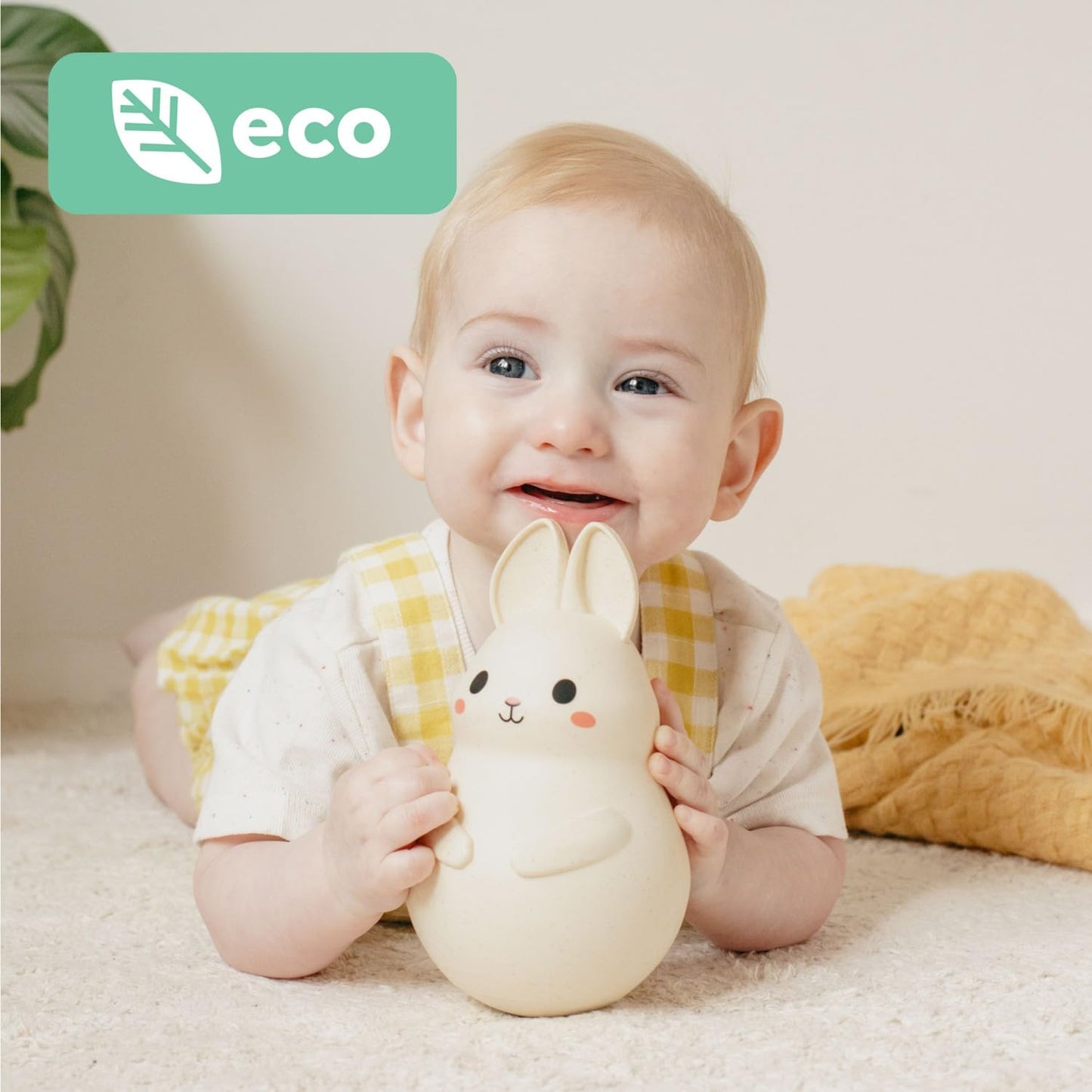 Tiger Tribe: Roly Poly - Bunny - Soft Silicone, ECO Bio-Plastic, Twinkling Sound, Soothing Sensory Toy, Infant & Baby Ages 3+ mo.