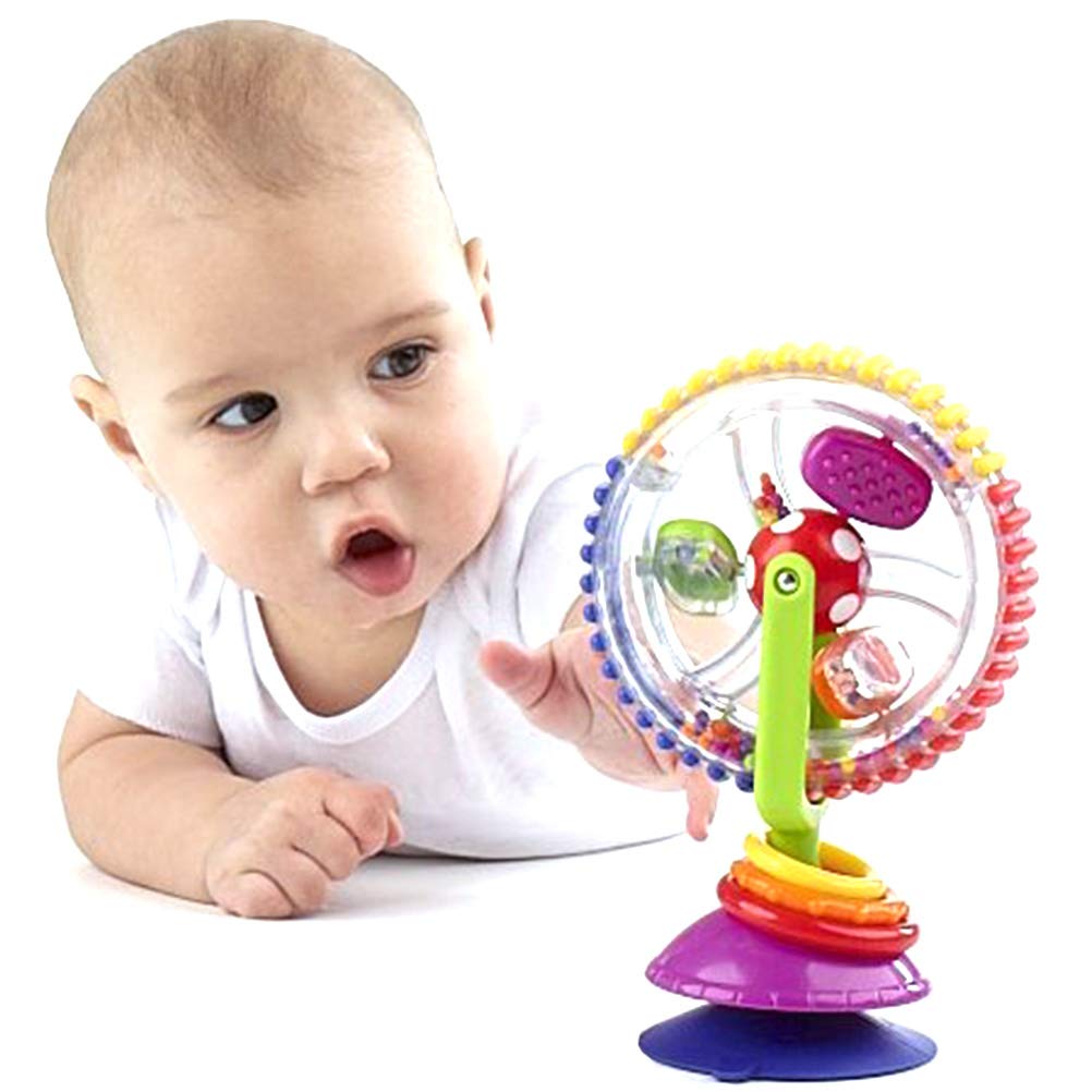 shenruifa Ferris Wheel Toy, Colorful Rotating Ferris Wheel Toy Dining Table Cart Sucker Toy Baby Stroller Early Education Toy with Suction Cup Base (Colorful)