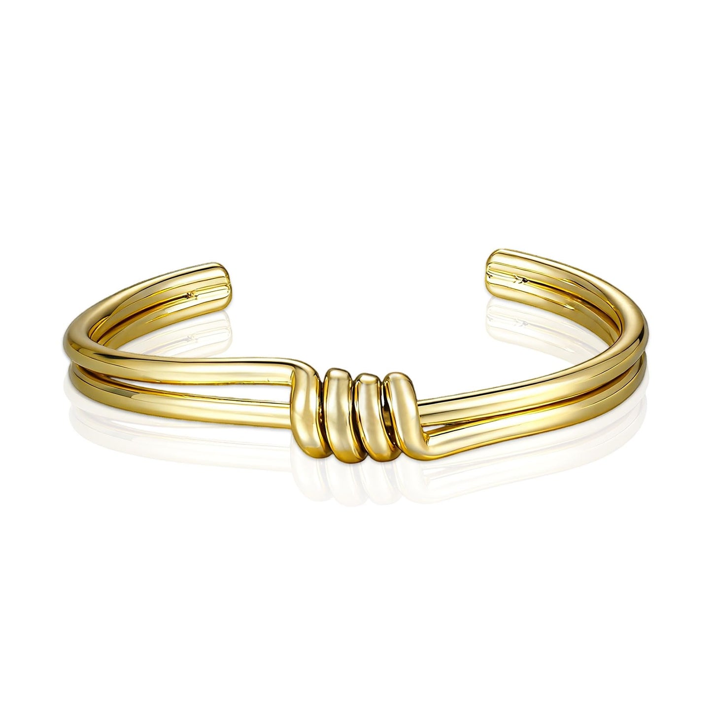 SHINYTE CATALINE 14K Plated Gold Adjustable Cuff Bracelet for Women,Dainty Stackable Gold Bangle Mothers Day Gift for Girlfriend,Wife,Lover,Mom