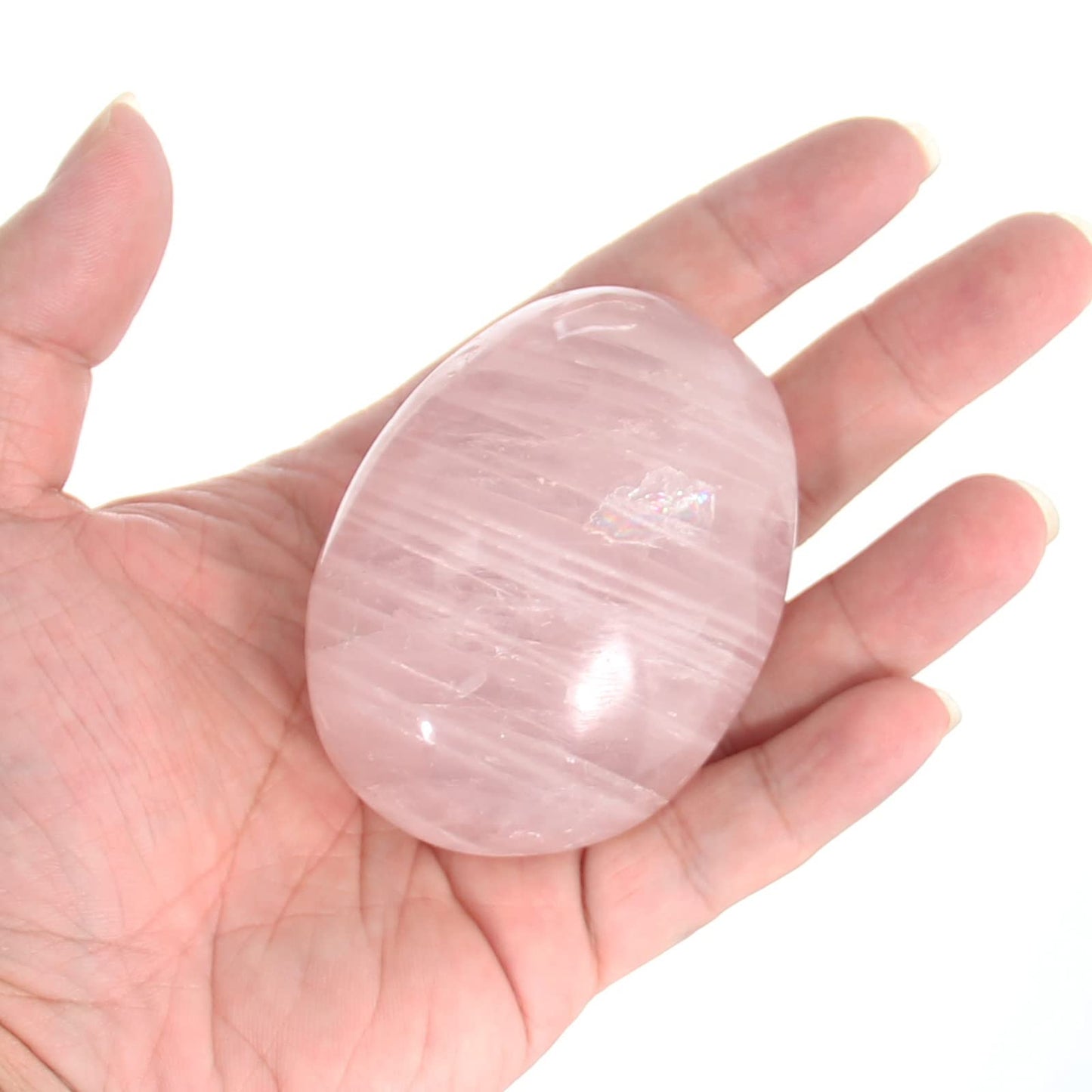 Orientrea Large Rose Quartz Palm Stone-1 Pc Rose Quartz Pocket Energy Stone, Smooth Healing Crystal Worry Stone (Rose Quartz(1Pc))