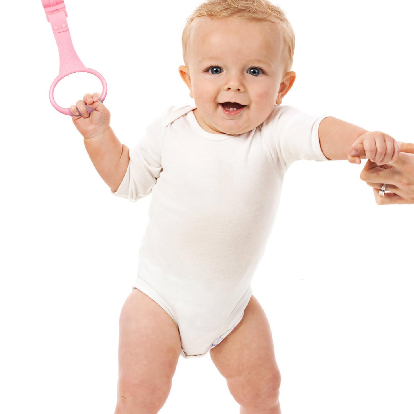 Beavorty Baby Pull up Rings 4 Pcs Plastic Hanging Rings for Playpen and Crib Toddler Walking Assistant and Standing Support Toy for Early Development