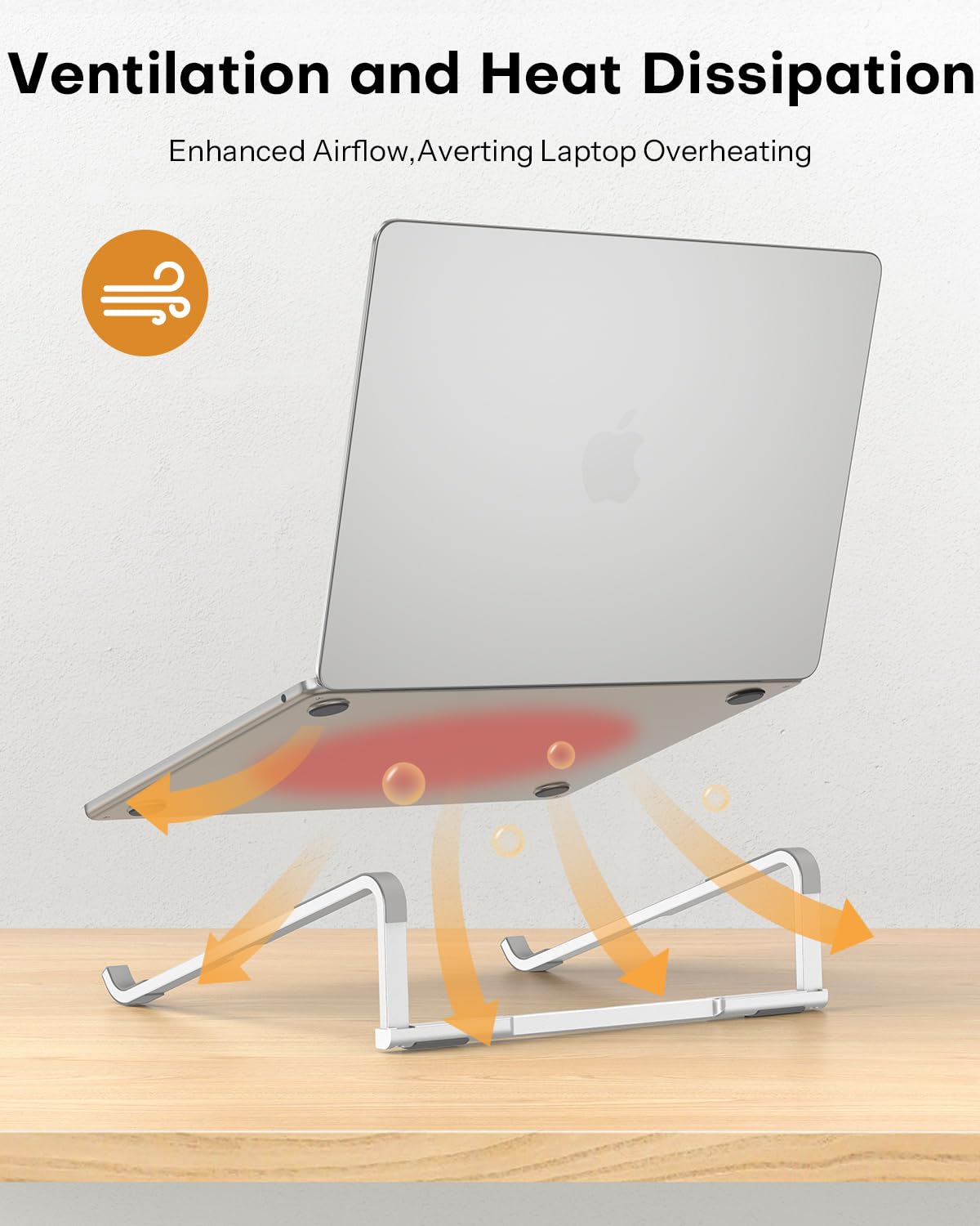 OMOTON Portable Laptop Stand for Desk, Foldable Aluminum Laptop Riser, Ergonomic Computer Stand Compatible with for MacBook Pro/Air, Dell, HP, Lenovo, 10-17.3'' (Silver)