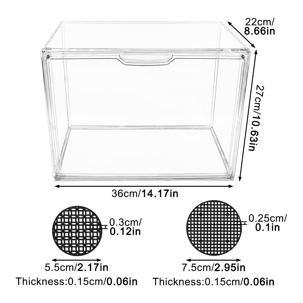 Indoor Mini Greenhouse for Small Plants, Stackable Tabletop Clear PET Greenhouse 14.2×8.7×10.7 in with Magnetic Door, Easy Assembly Plant Nursery, Includes Drainage Mats