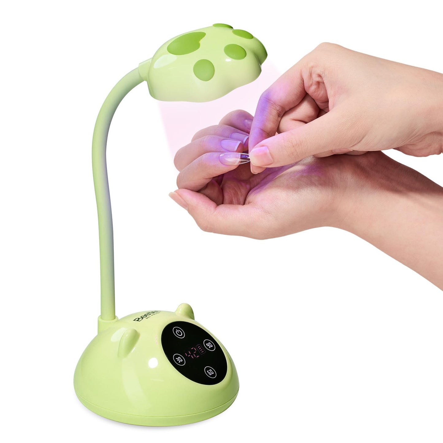 Beetles Gooseneck UV Nail Lamp - Meowgic LemonMeow Mini LED Nail Light with 3 Timer and Countdown Display Flash Cure Lamp for Gel Polish Nails Glue Builder Gel Smart Sensor Cordless Nails Dryer