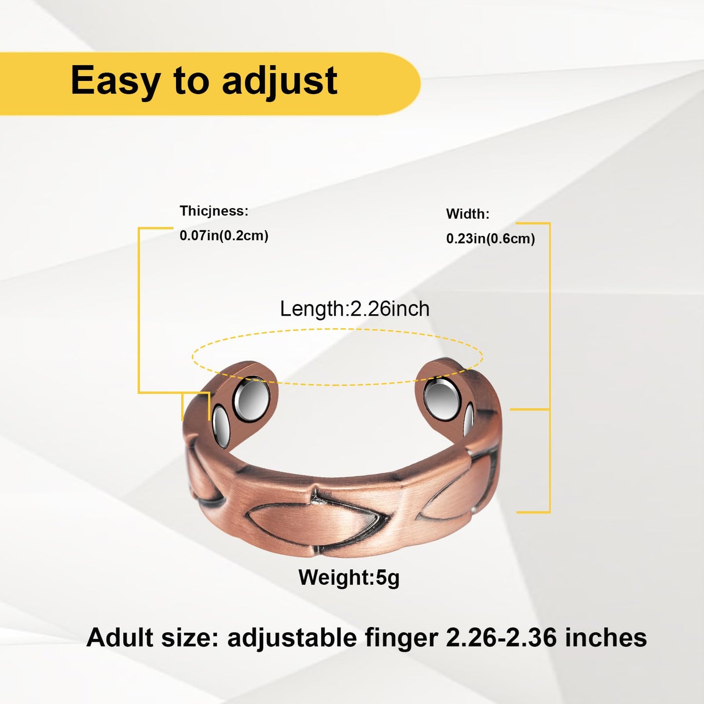EnerMagiX Copper Rings for Women, Pure Copper Adjustable Rhombus Magnetic Ring,Copper Jewelry (0936Q)