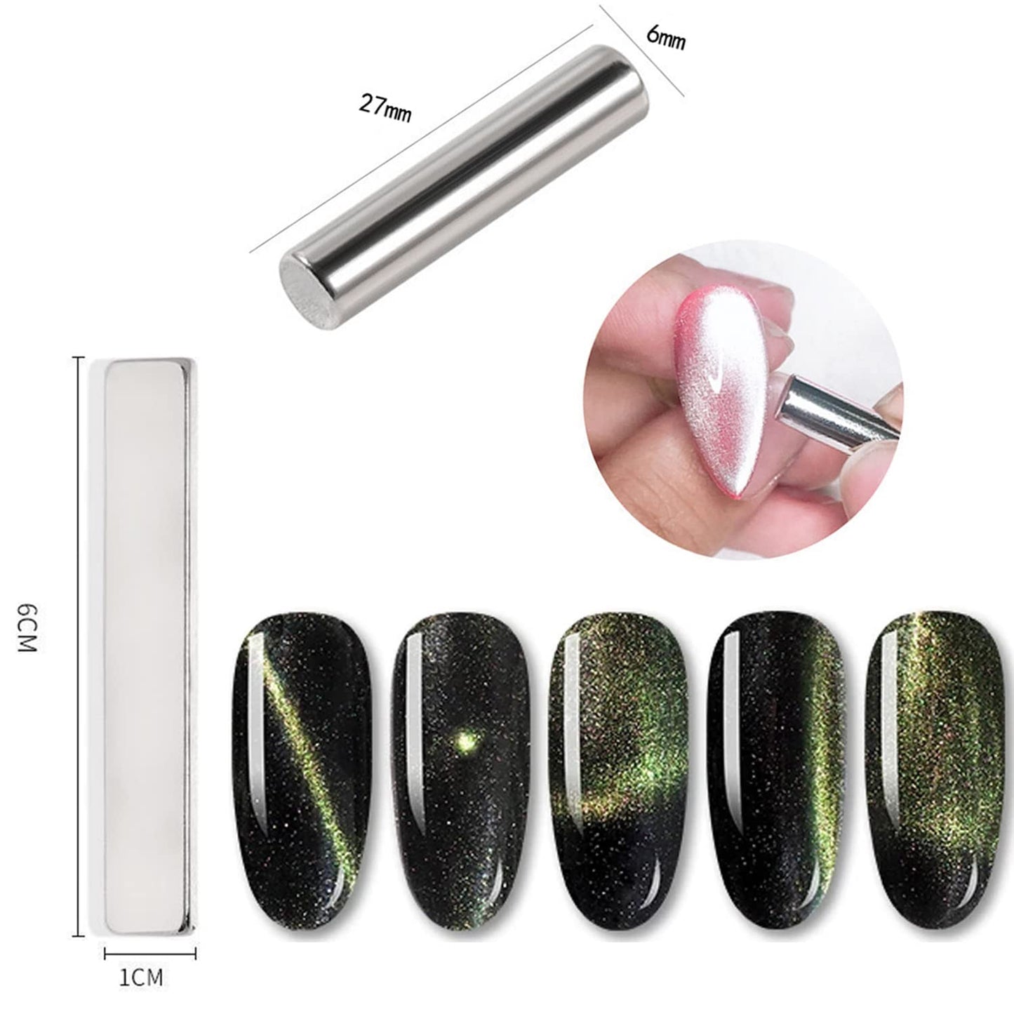 SILPECWEE 11Pcs Nail Magnet Cat Eye Magnet for Nails Magnetic Gel Polish Nail Polish Magnet Wand Nail Sticks Nail Design Tools Nail Art Accessories for DIY& Salon