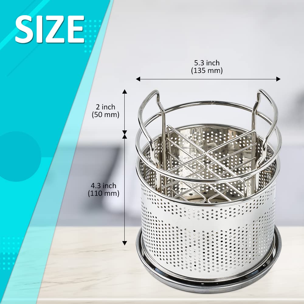 Stainless Steel Silverware Drying Basket for Dish Rack, 4-Compartment Utensil Holder with Drain Board, Countertop Cutlery Caddy for Kitchen Sink & Dishwasher