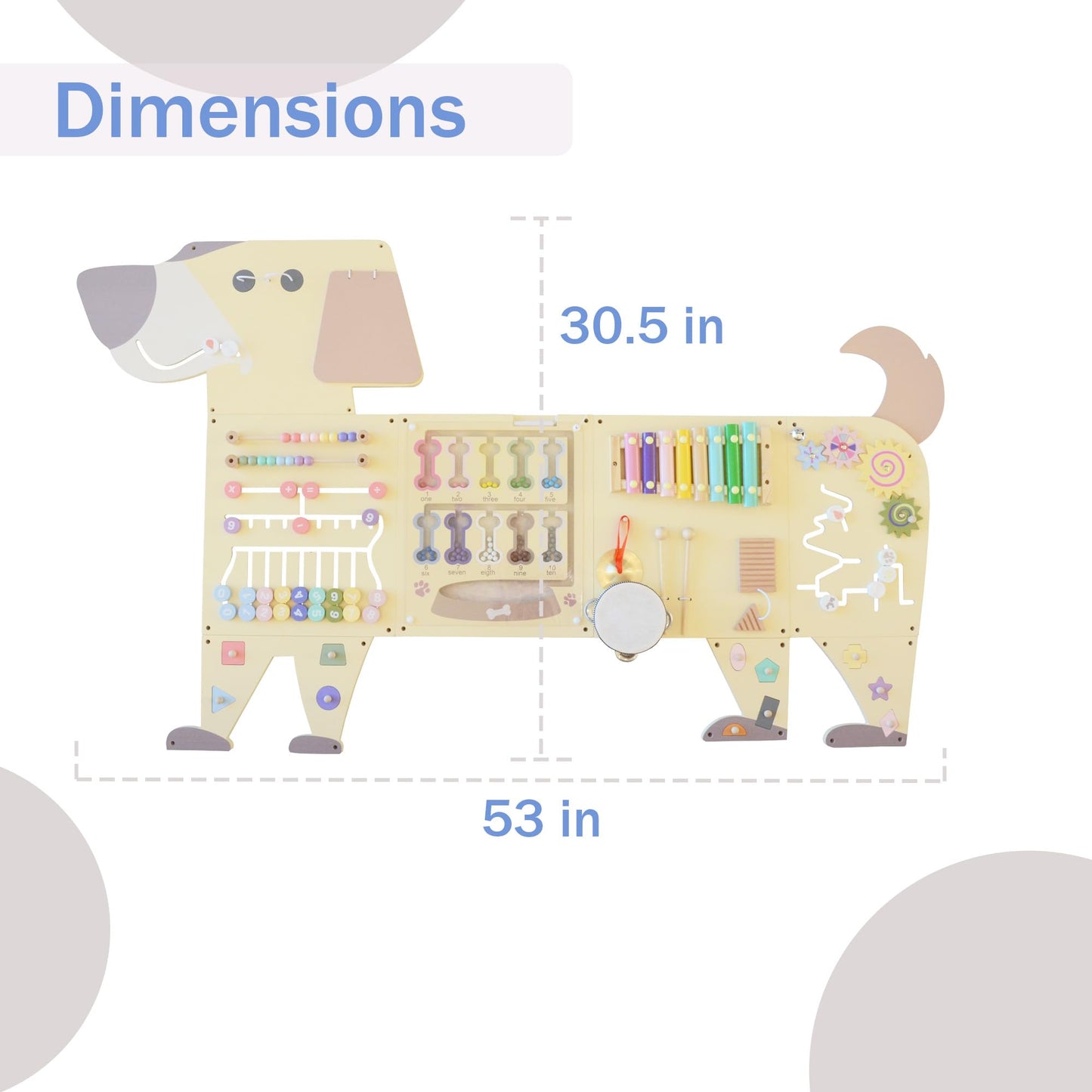 EsterFlare Dog Activity Wall Busy Board Panels, Toddler Learning Activity Center, Montessori Sensory Activity Board, Educational Toys for Children’s Playroom & Daycare