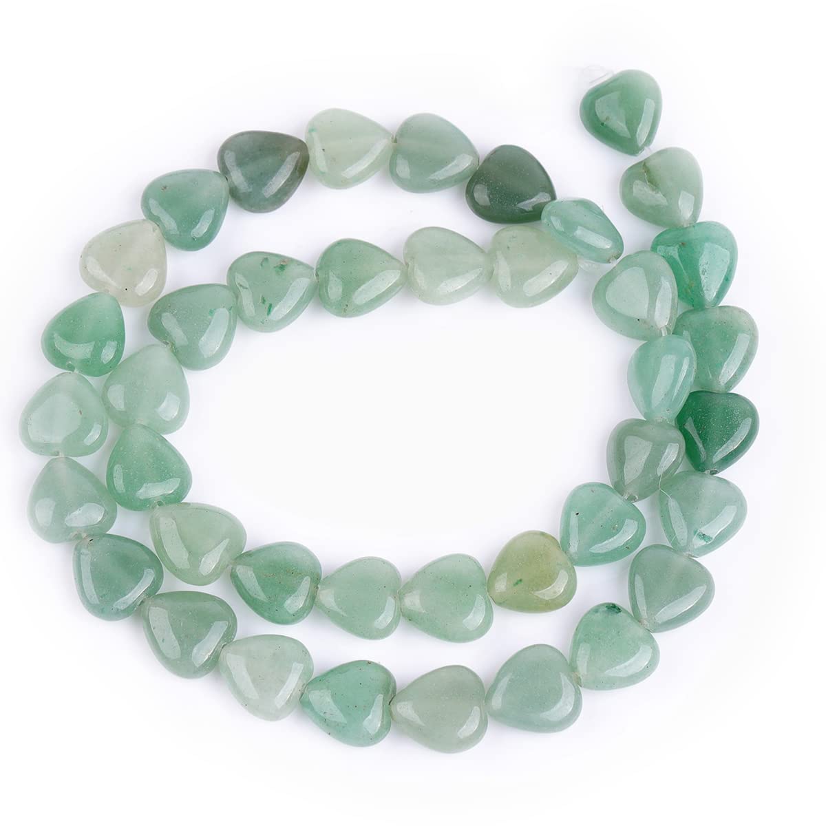 GEM-Inside 10mm Heart Charms Natural Green Aventurine Jade Stone Beads for Jewelry Making Full 15" Strand Power Energy Healing Chakra Stone Beads